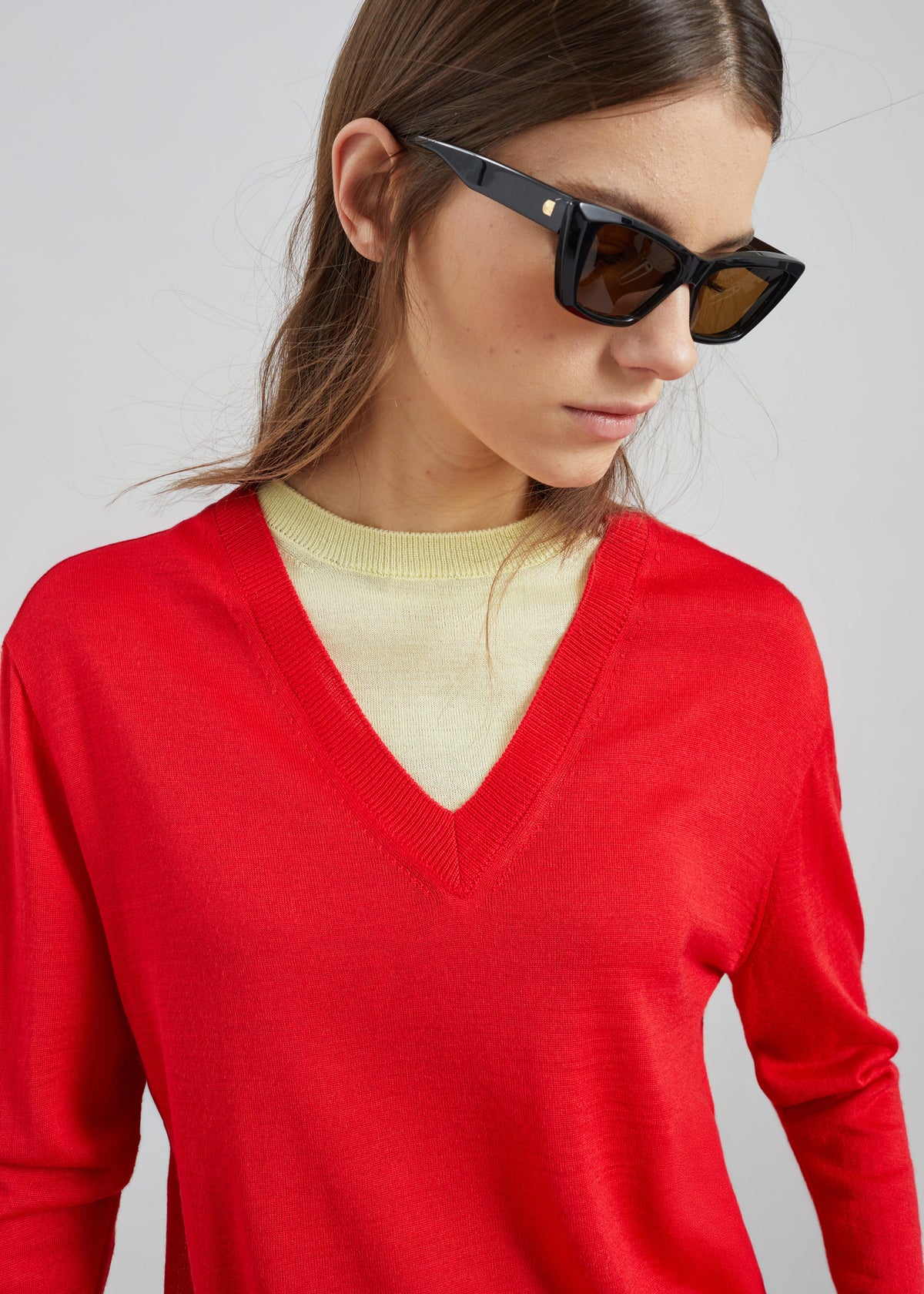 Vernon Layered Knit Pullover - Red - 2