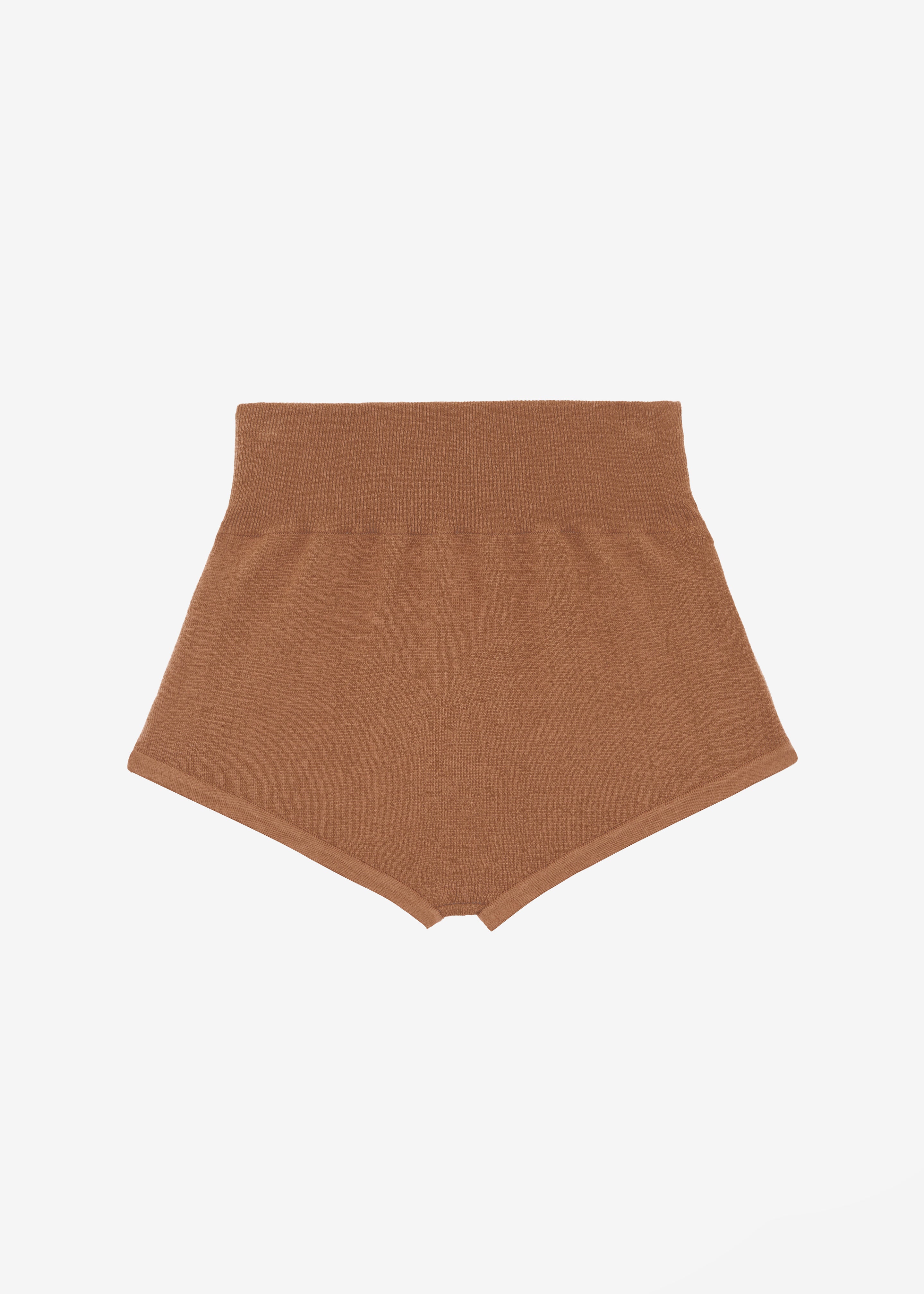 Veronica Mini Knit Shorts - Brown - 14