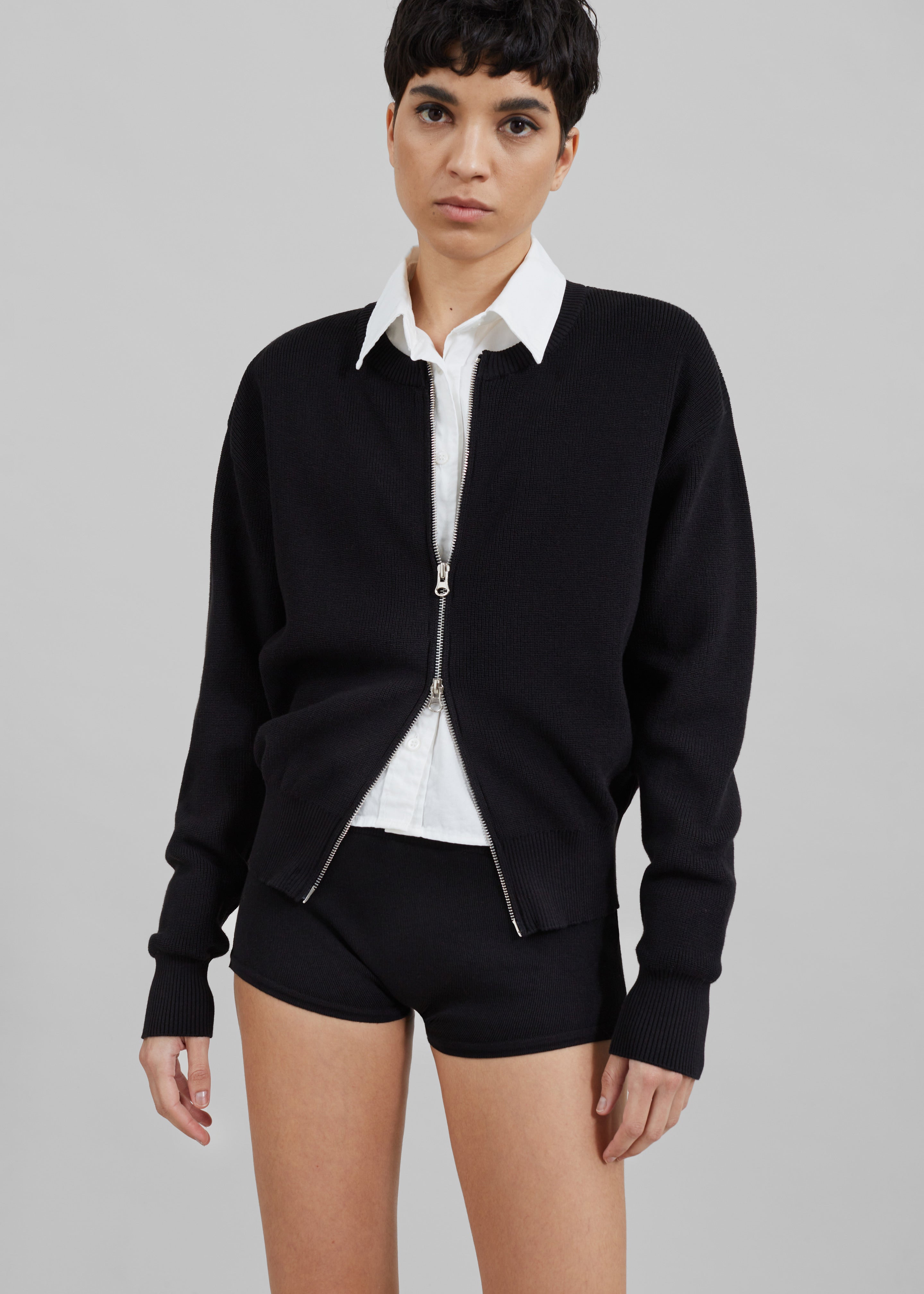 Veronica Zip-Up Cardigan - Black - 5