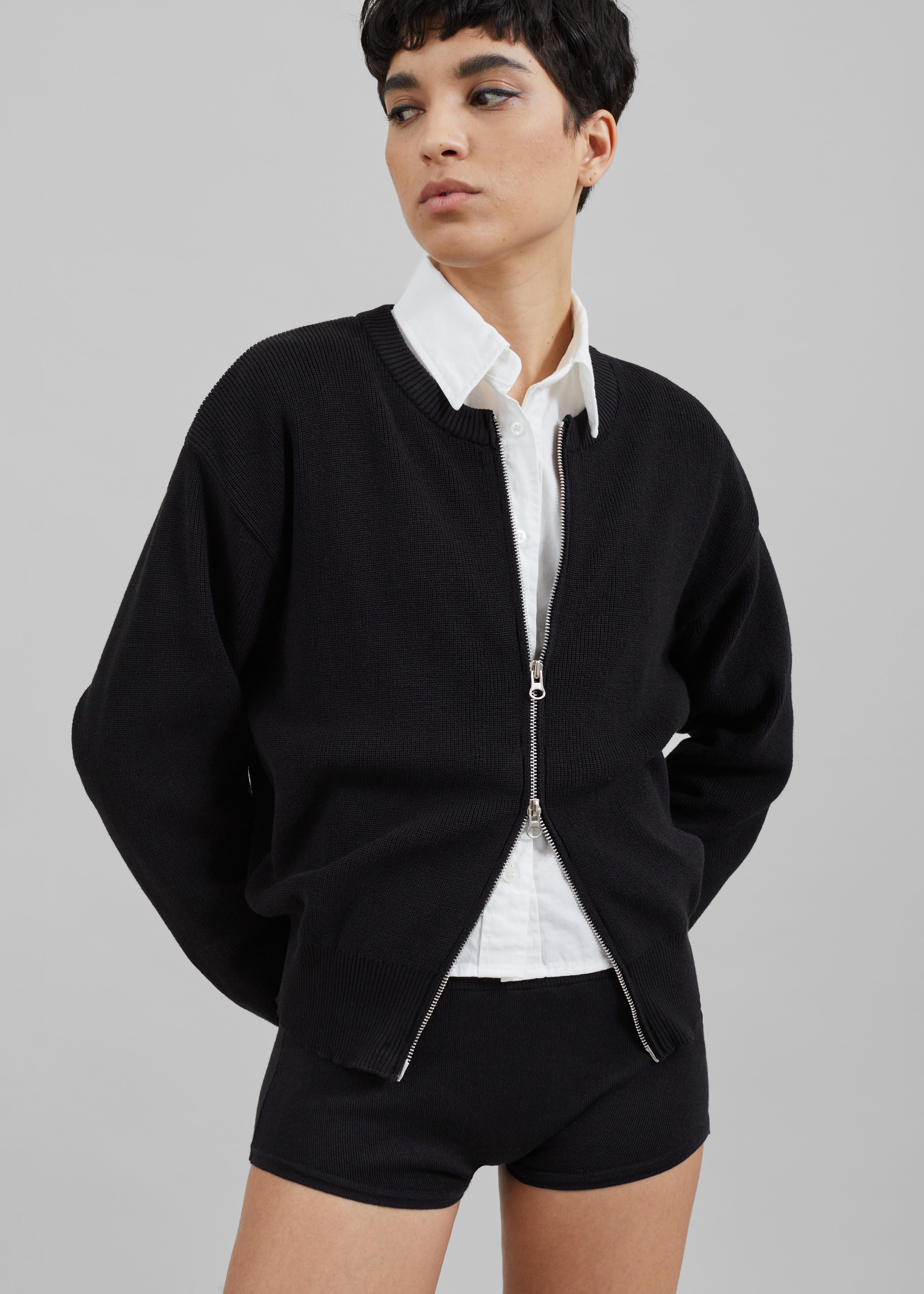 Veronica Zip-Up Cardigan - Black - 9