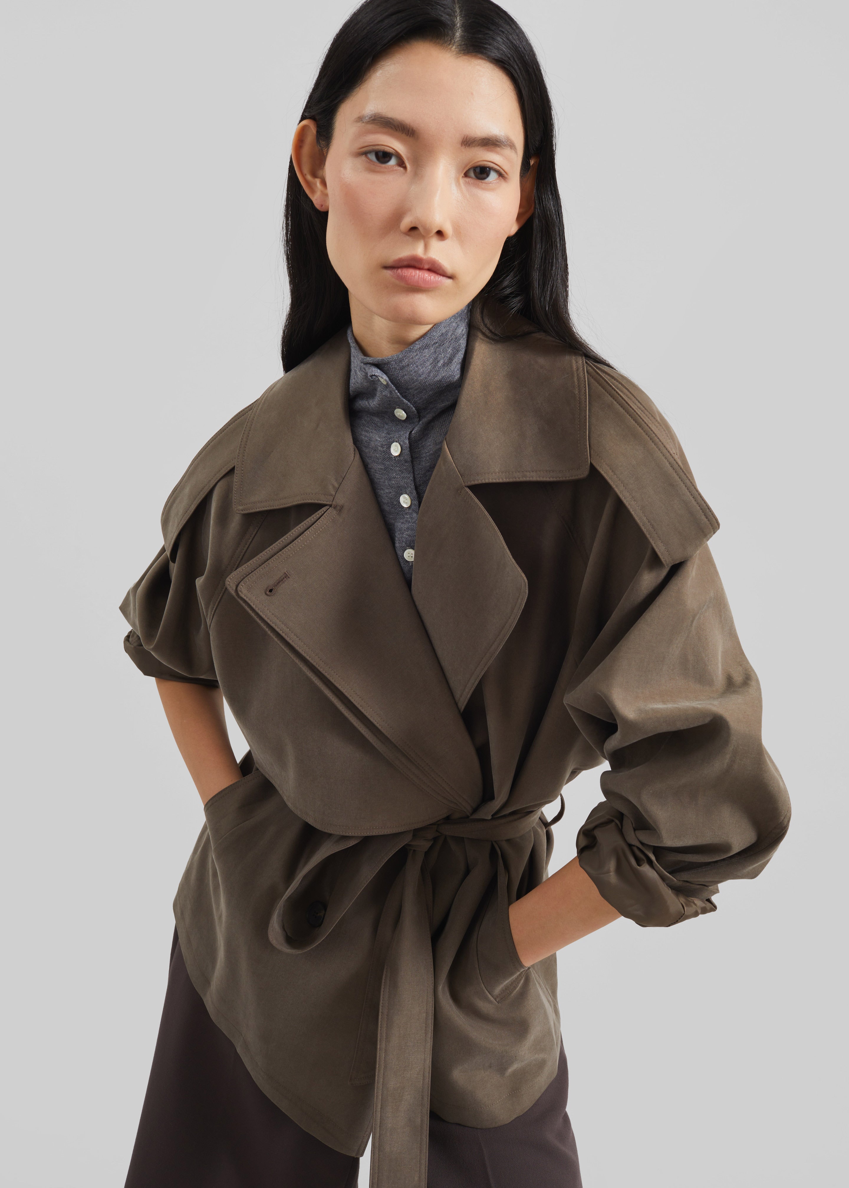 Vesoul Short Trench - Brown – The Frankie Shop