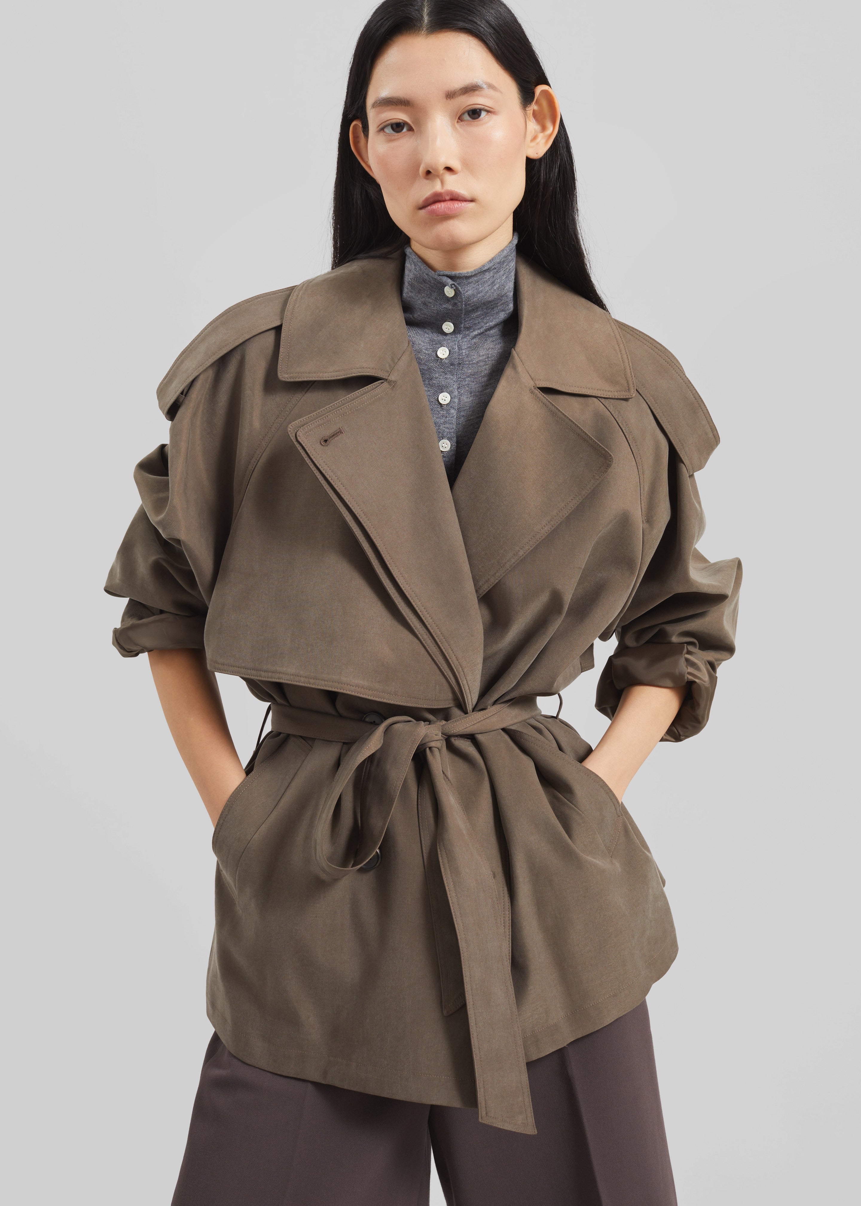 Vesoul Short Trench - Brown – The Frankie Shop