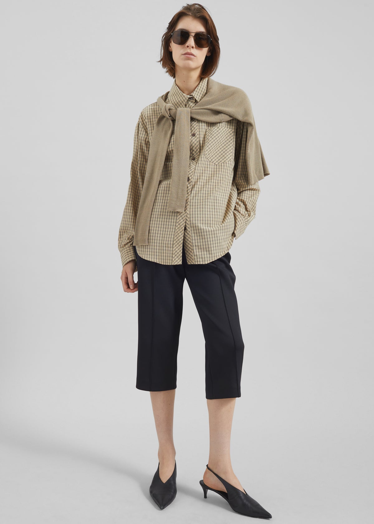 Vesta Cotton Shirt - Beige Plaid - 5