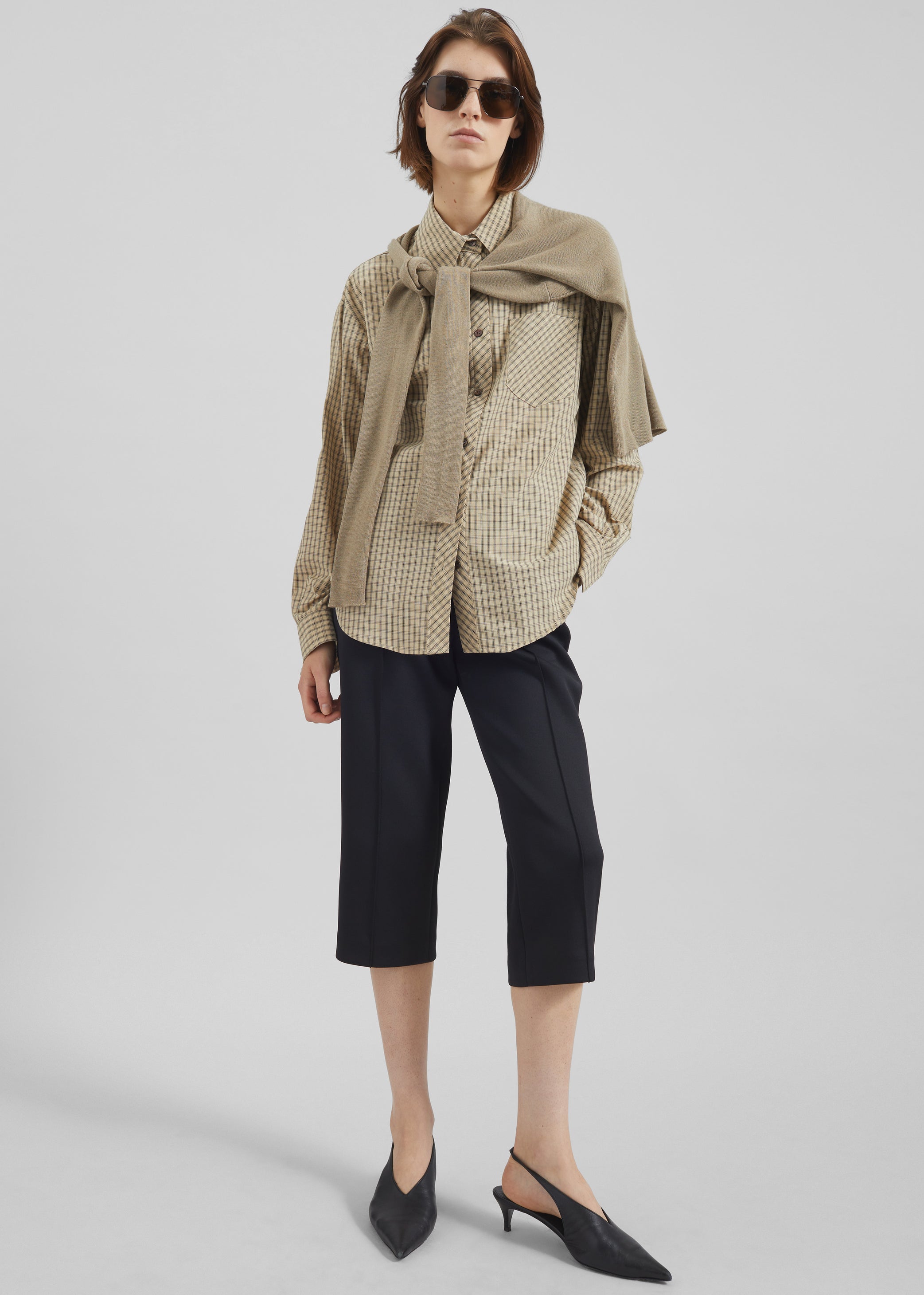 Shop the look image for Vesta Cotton Shirt - Beige Plaid