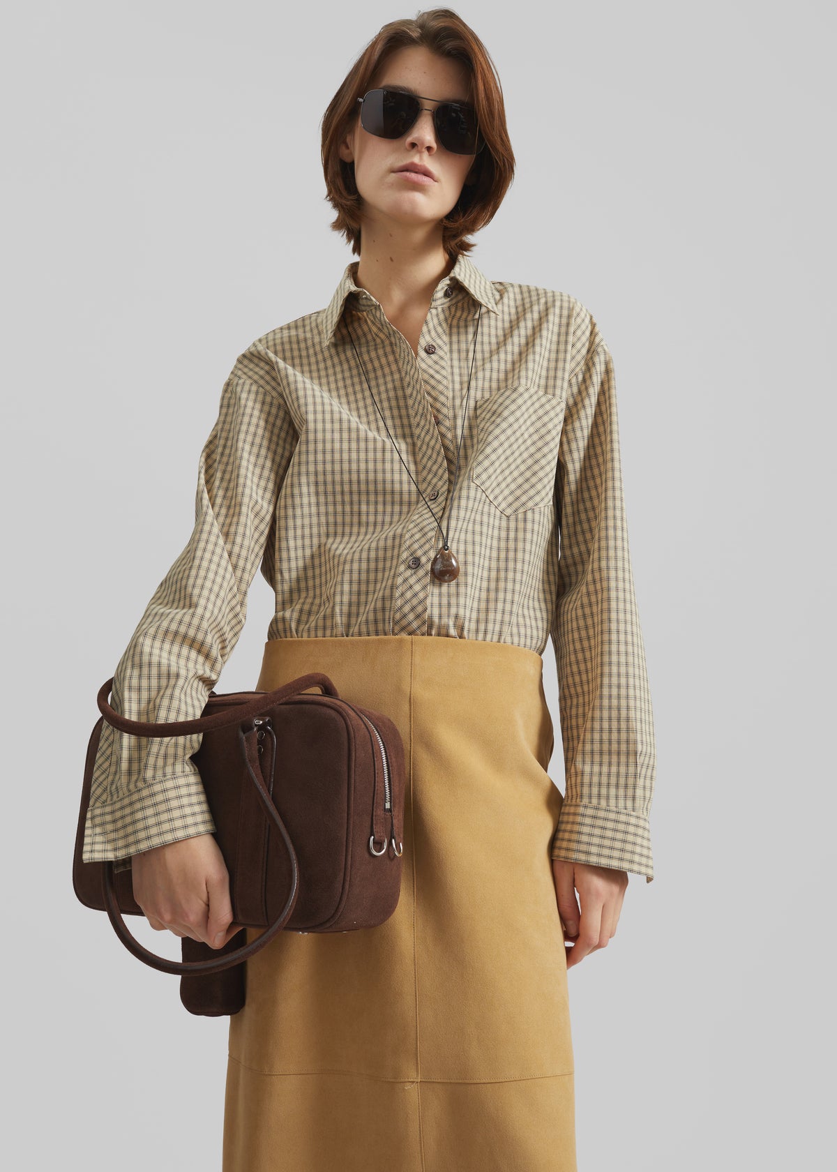 Vesta Cotton Shirt - Beige Plaid - 1