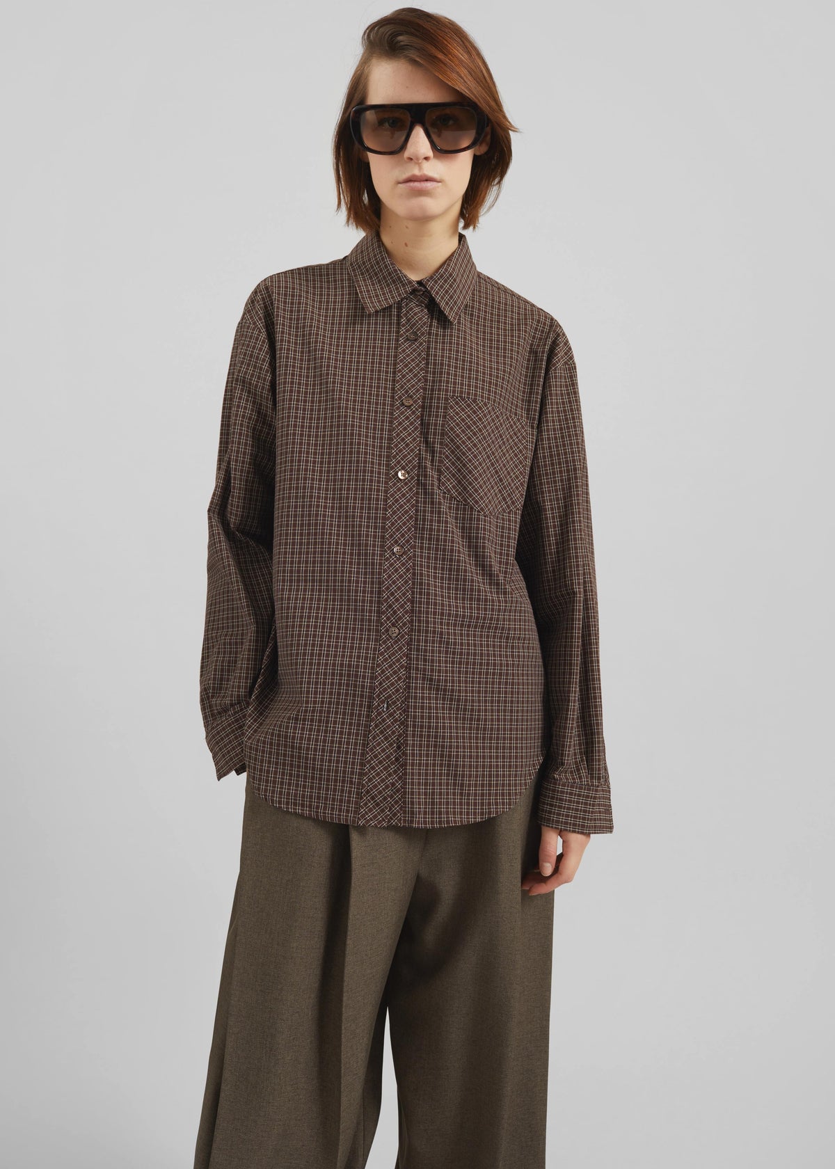 Vesta Cotton Shirt - Brown Plaid - 2