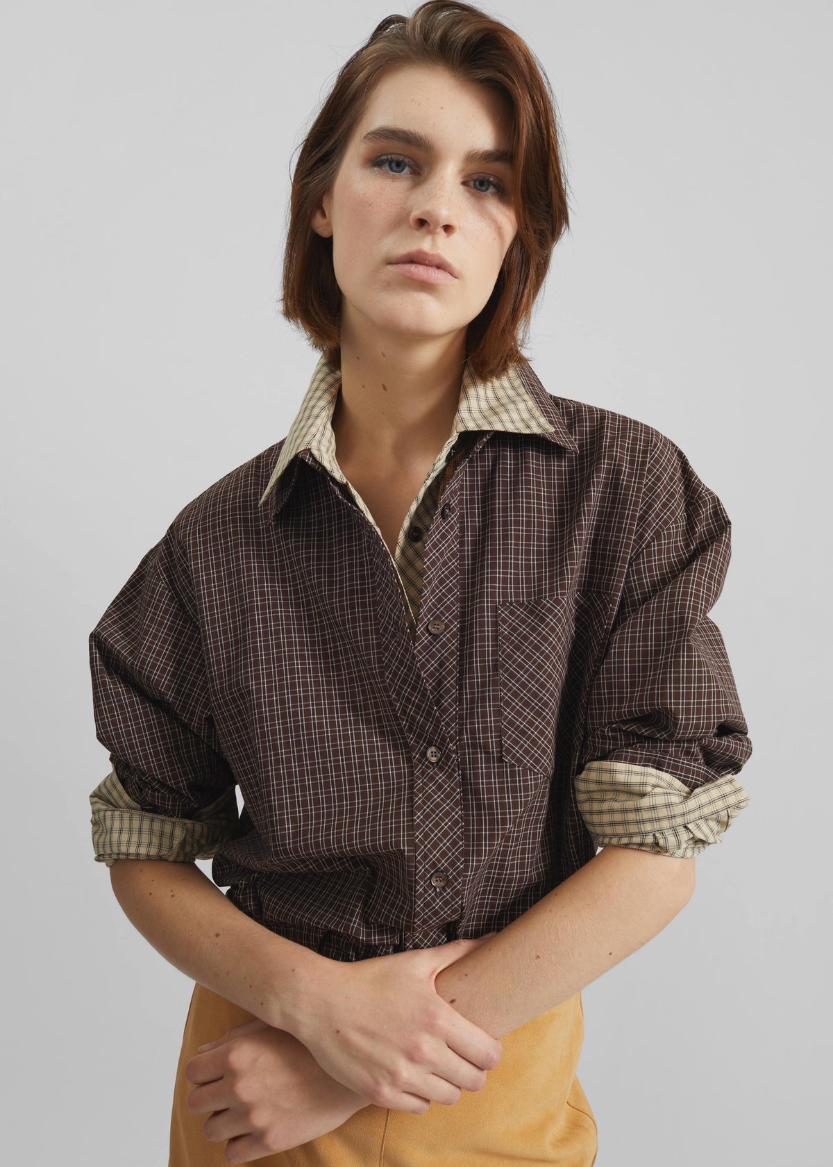 Vesta Cotton Shirt - Brown Plaid - 3