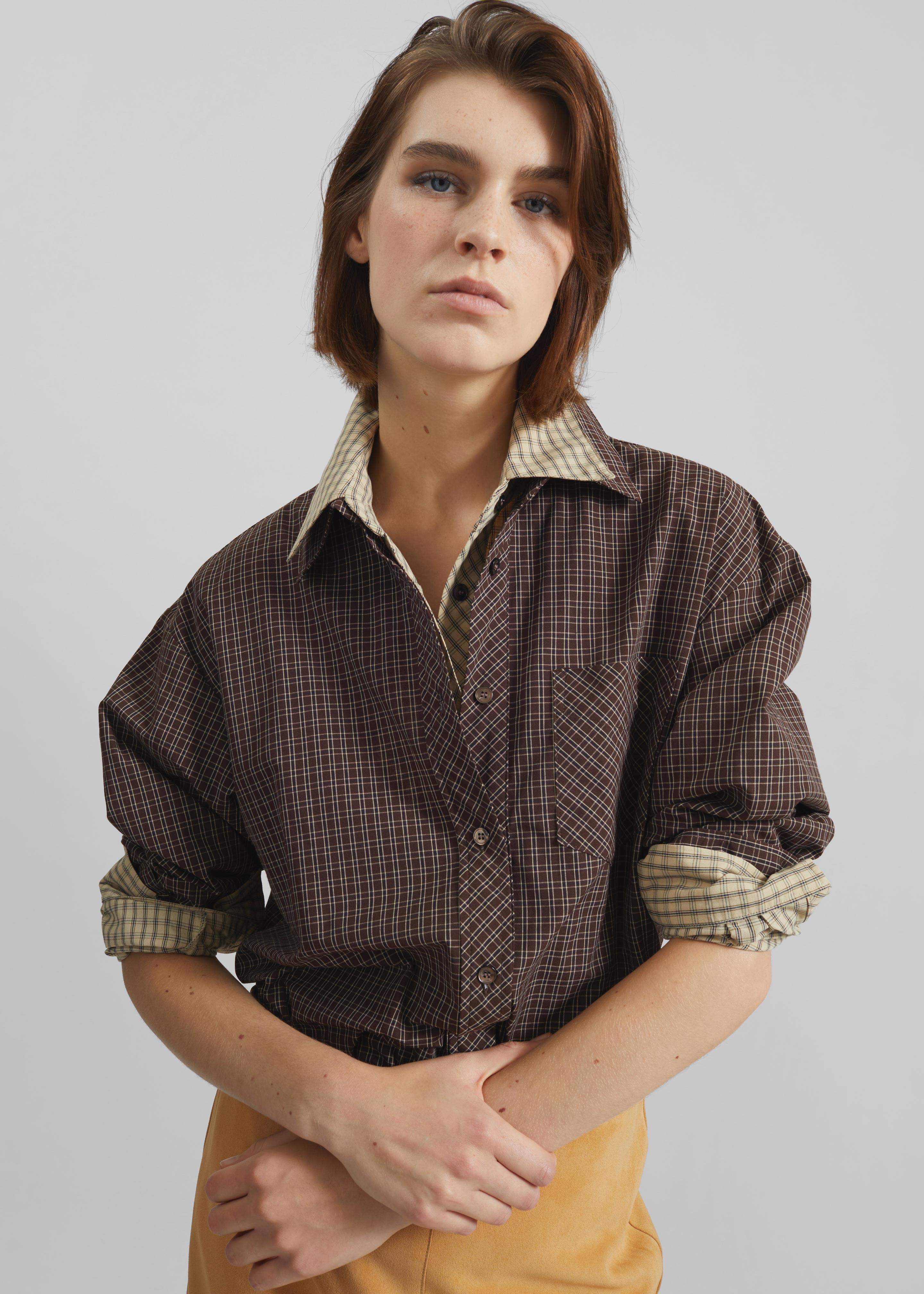 Vesta Cotton Shirt - Brown Plaid - 3