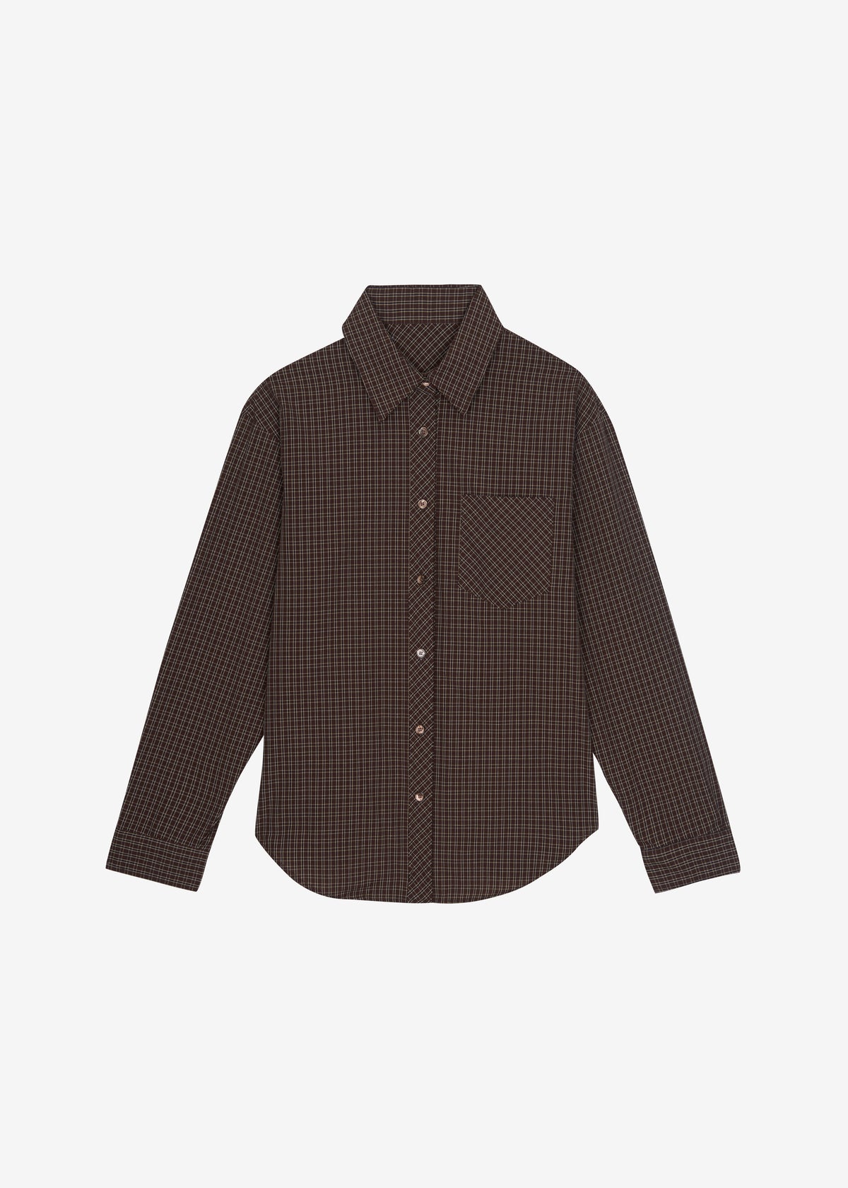 Vesta Cotton Shirt - Brown Plaid - 7