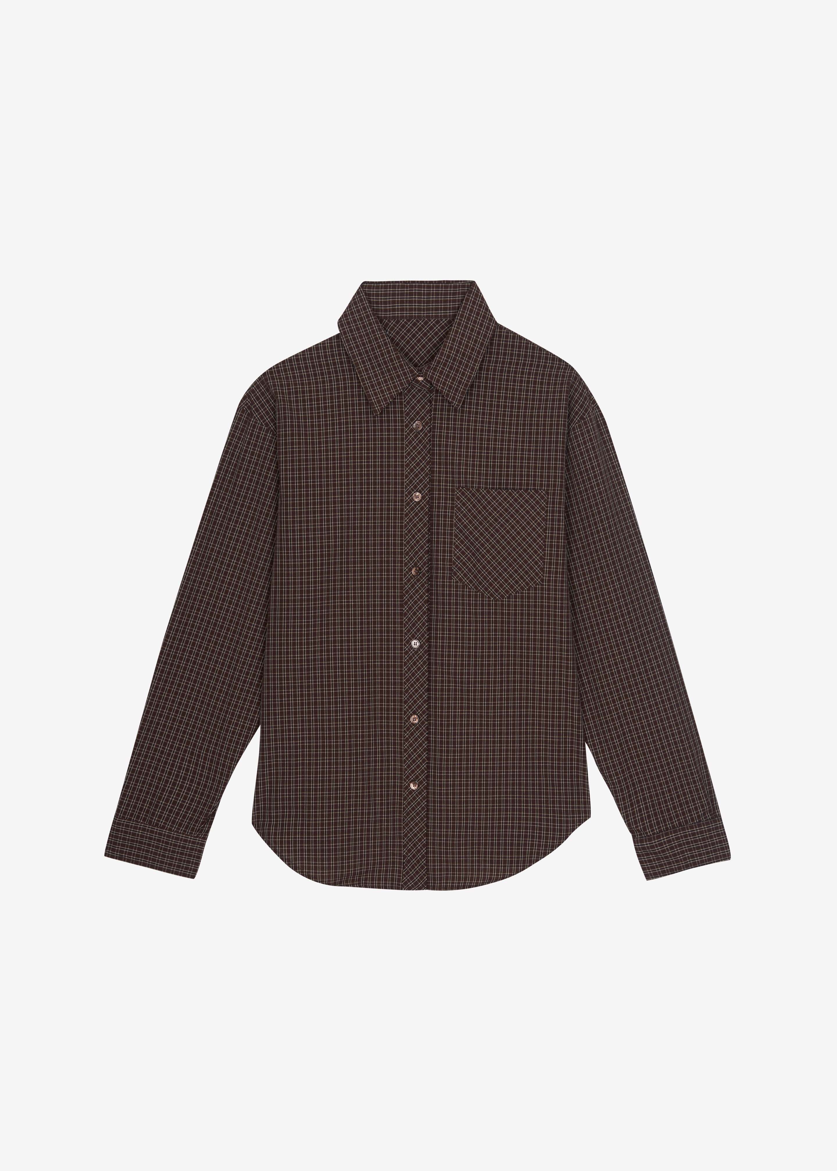 Vesta Cotton Shirt - Brown Plaid - 7