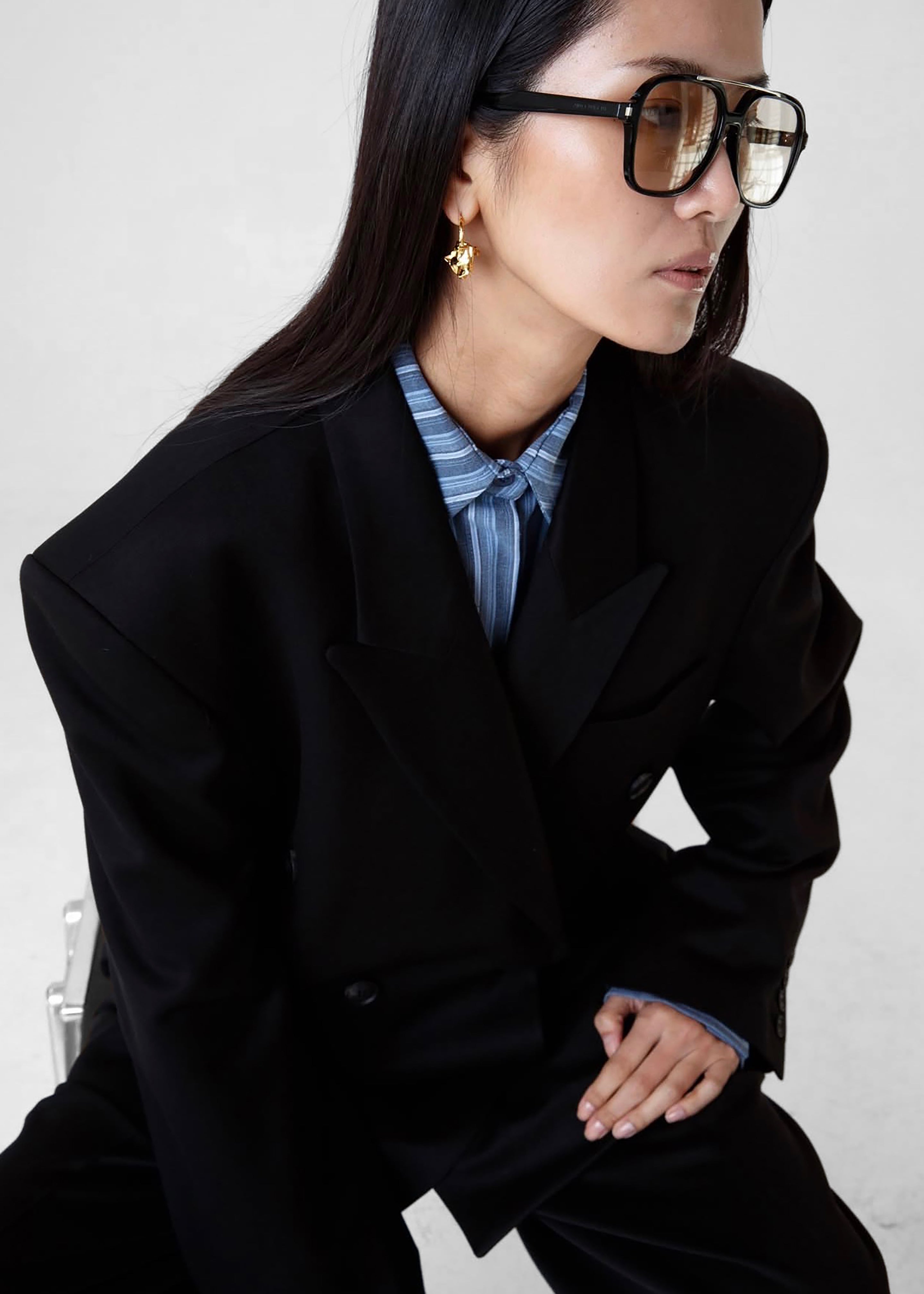 Vester Double-Breasted Blazer - Black - 3