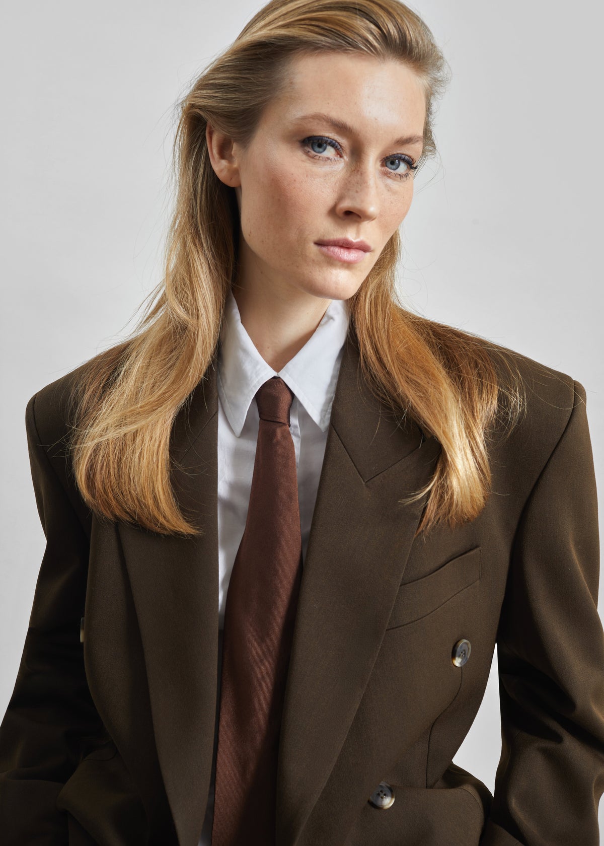 Vester Double-Breasted Blazer - Brown - 7