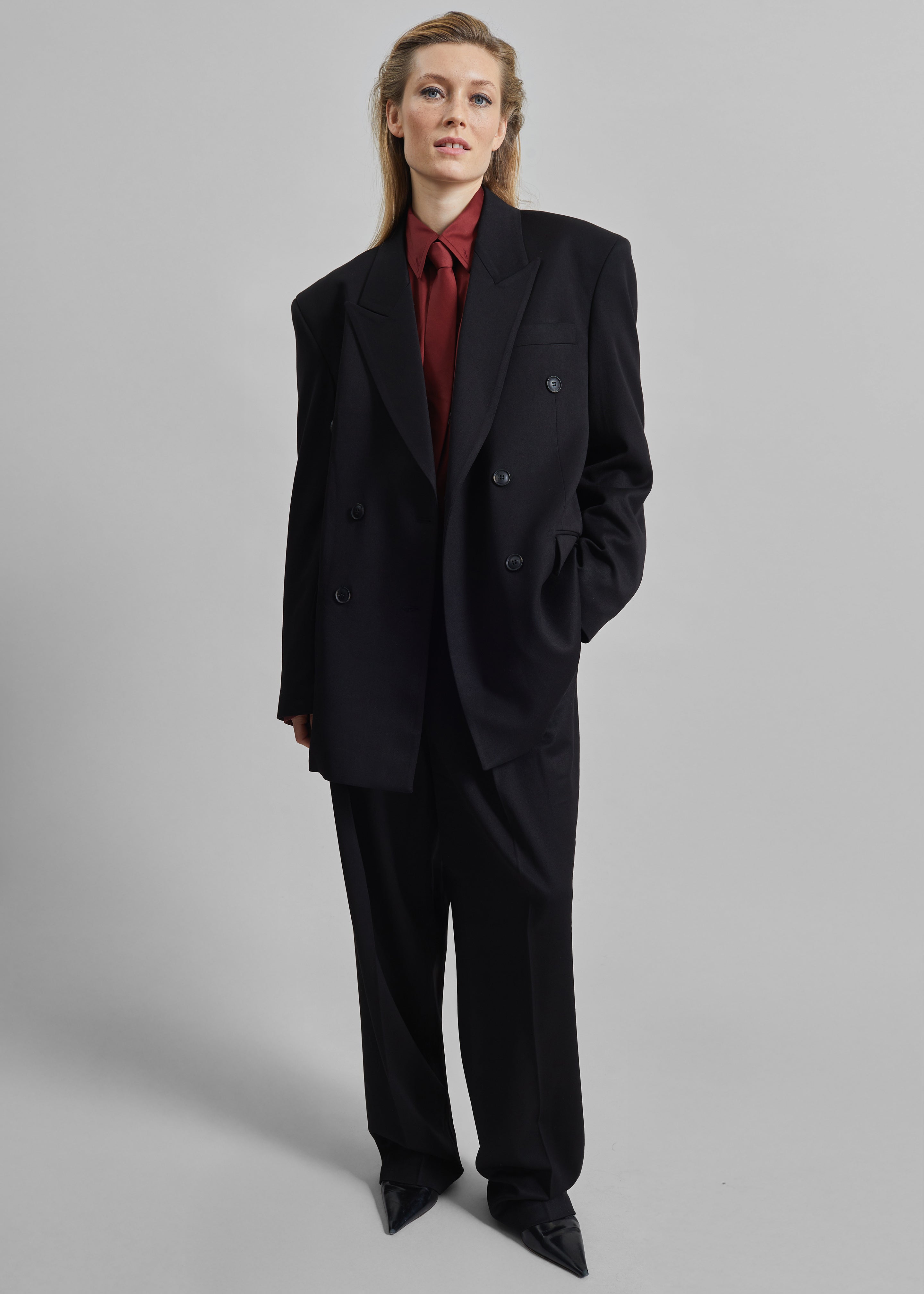 Vester Pleated Trousers - Black - 3