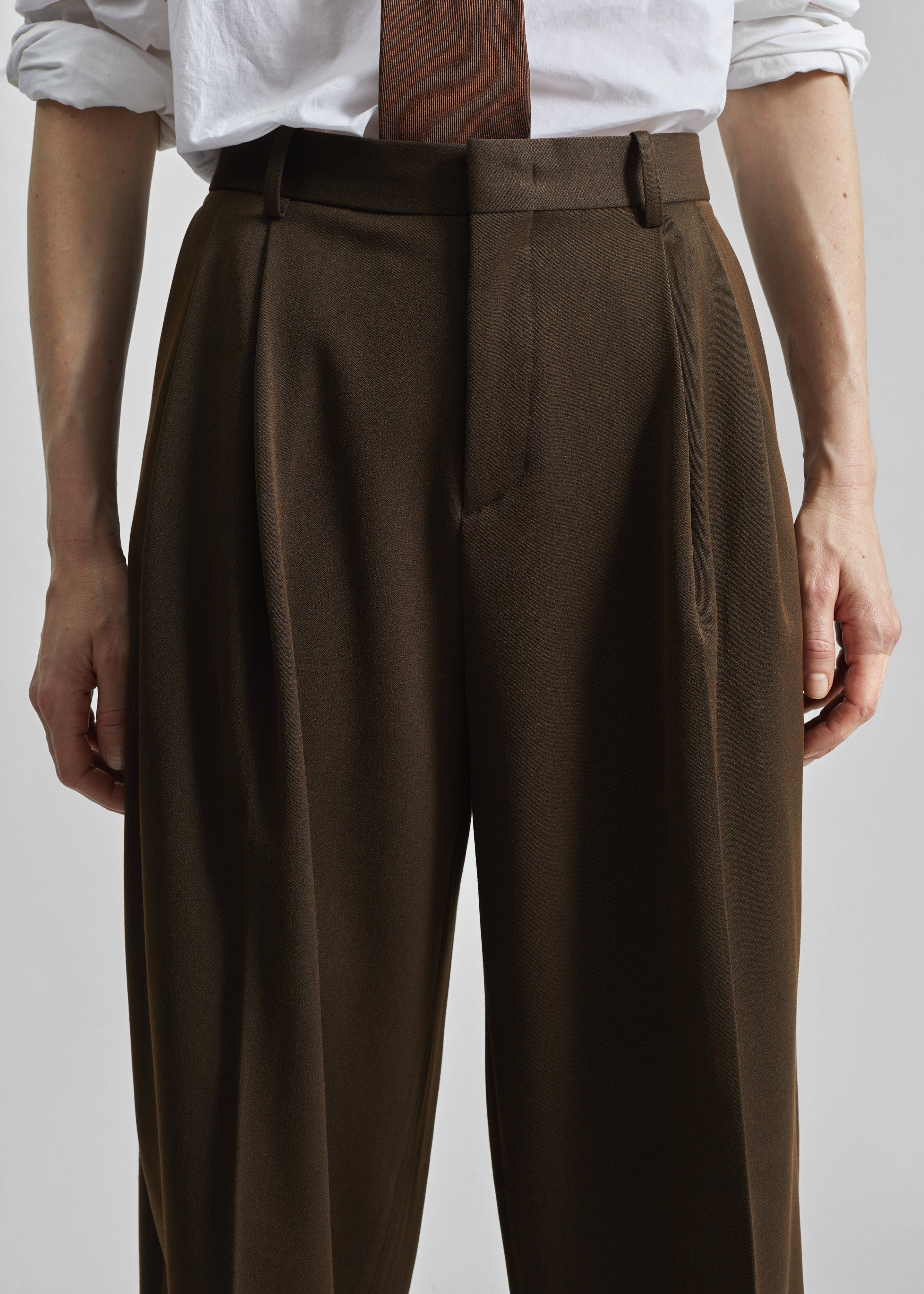 Vester Pleated Trousers - Brown - 4