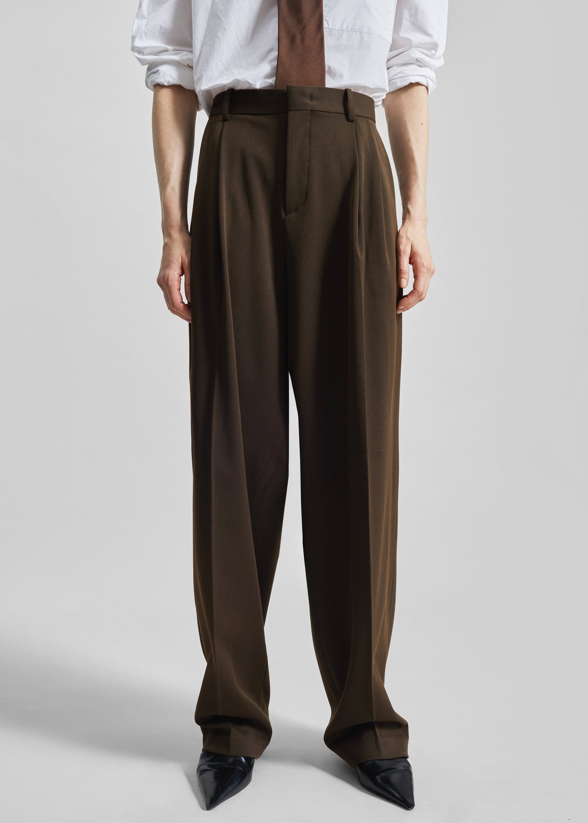Vester Pleated Trousers - Brown - 3