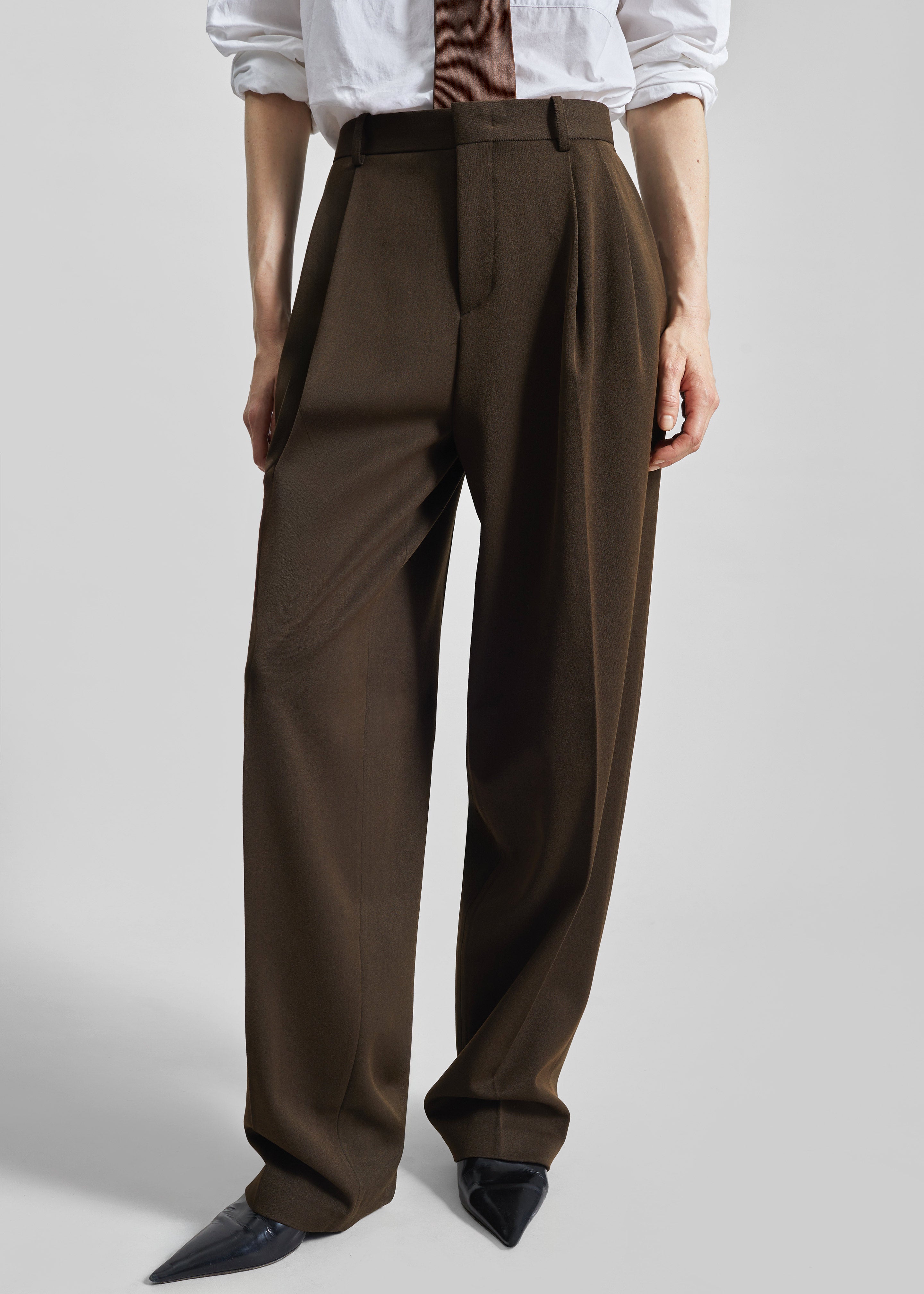 Vester Pleated Trousers - Brown - 7