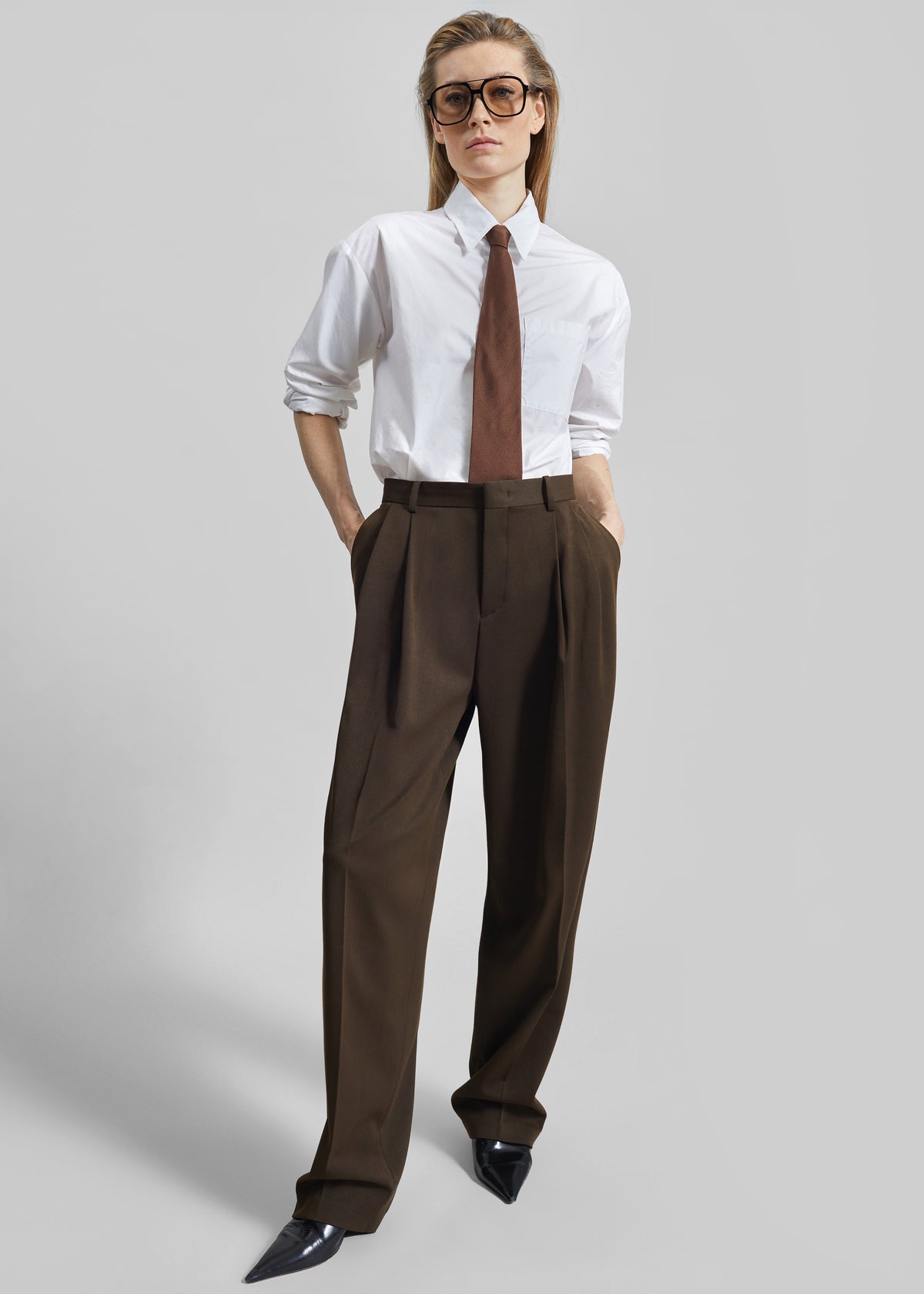Vester Pleated Trousers - Brown - 2