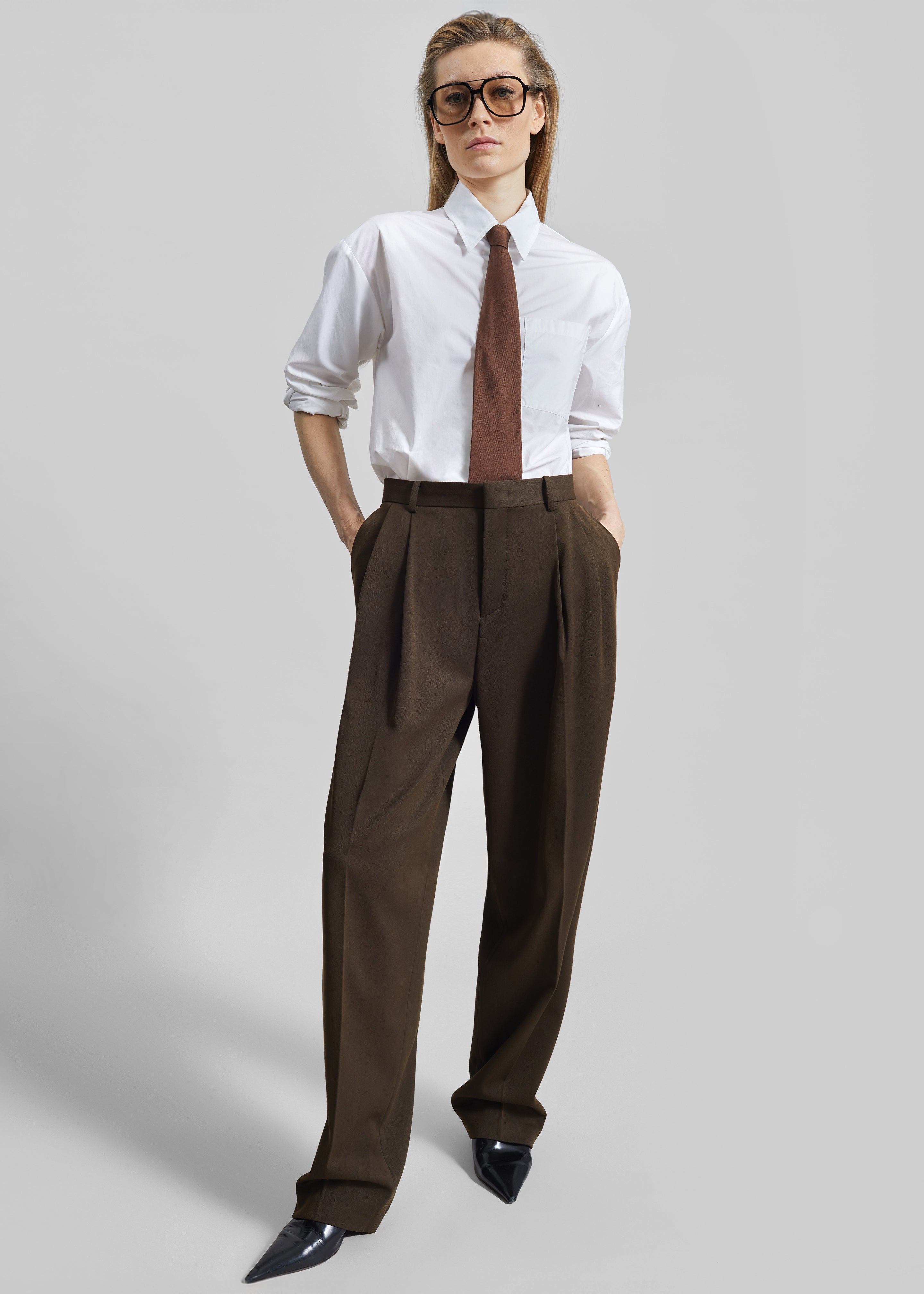 Vester Pleated Trousers - Brown - 2