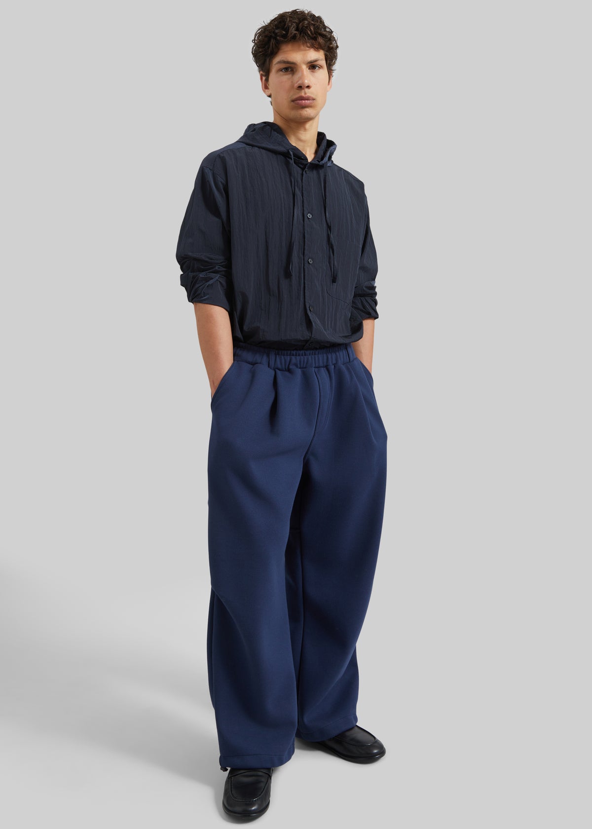 Vetigny Drawstring Pleated Sweatpants - Navy - 2