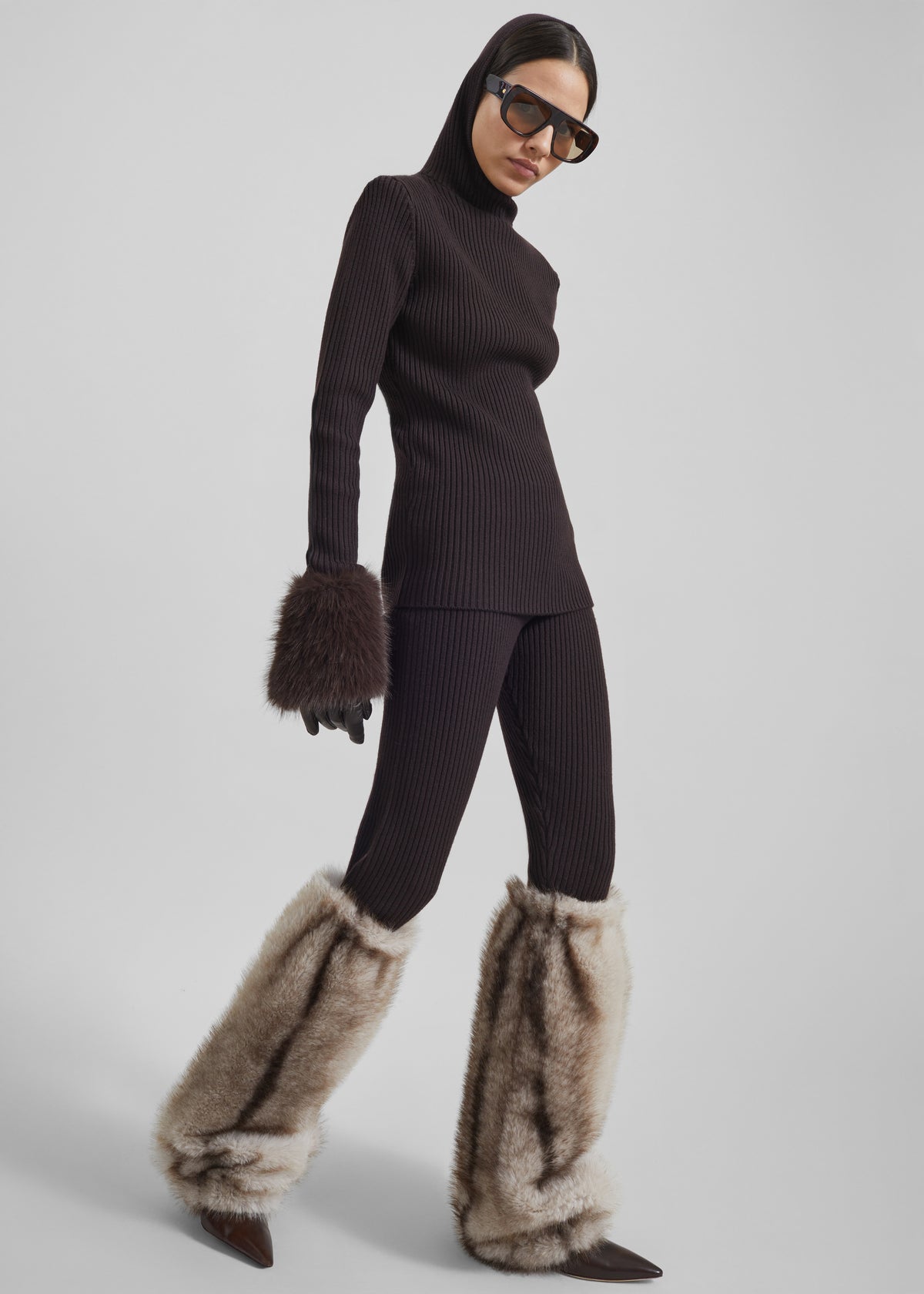 Vetta Faux Fur Leg Warmers - Grey - 1