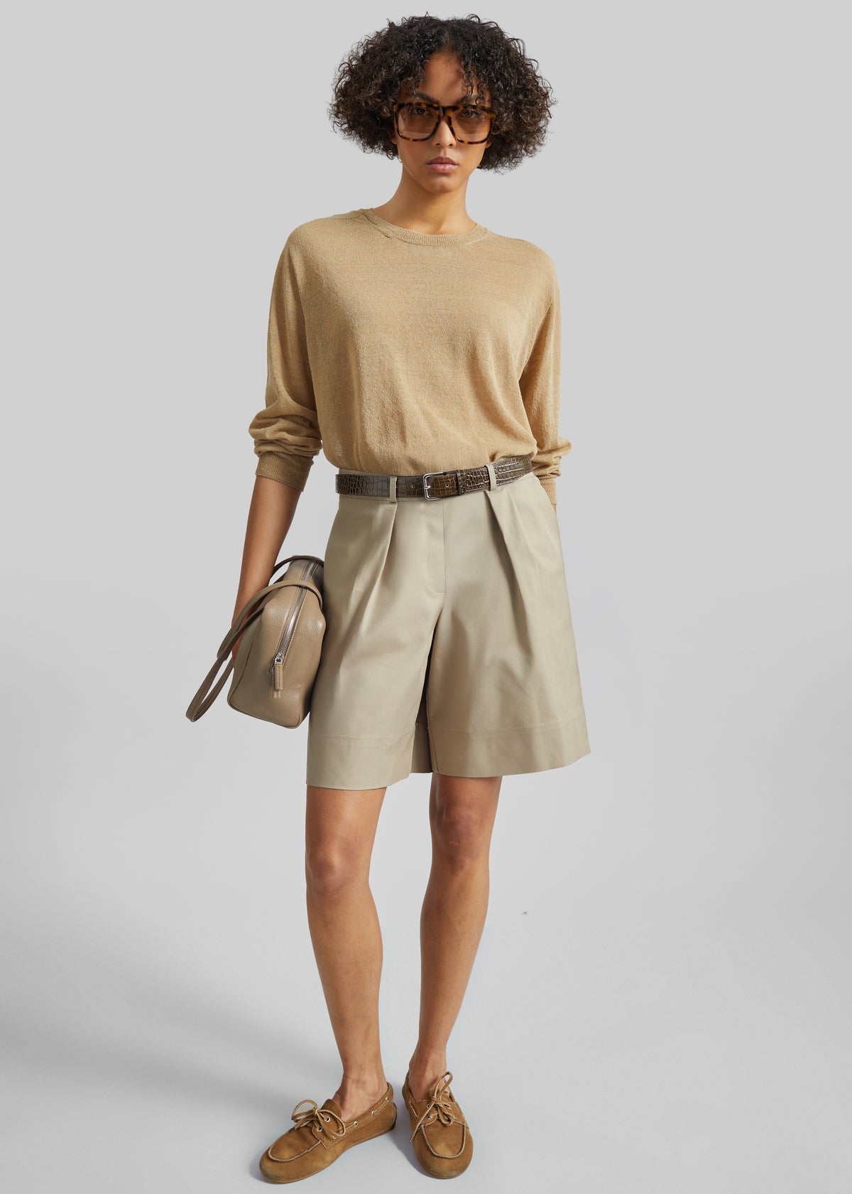 Veyra Adjustable Cuff Shorts - Beige - 5
