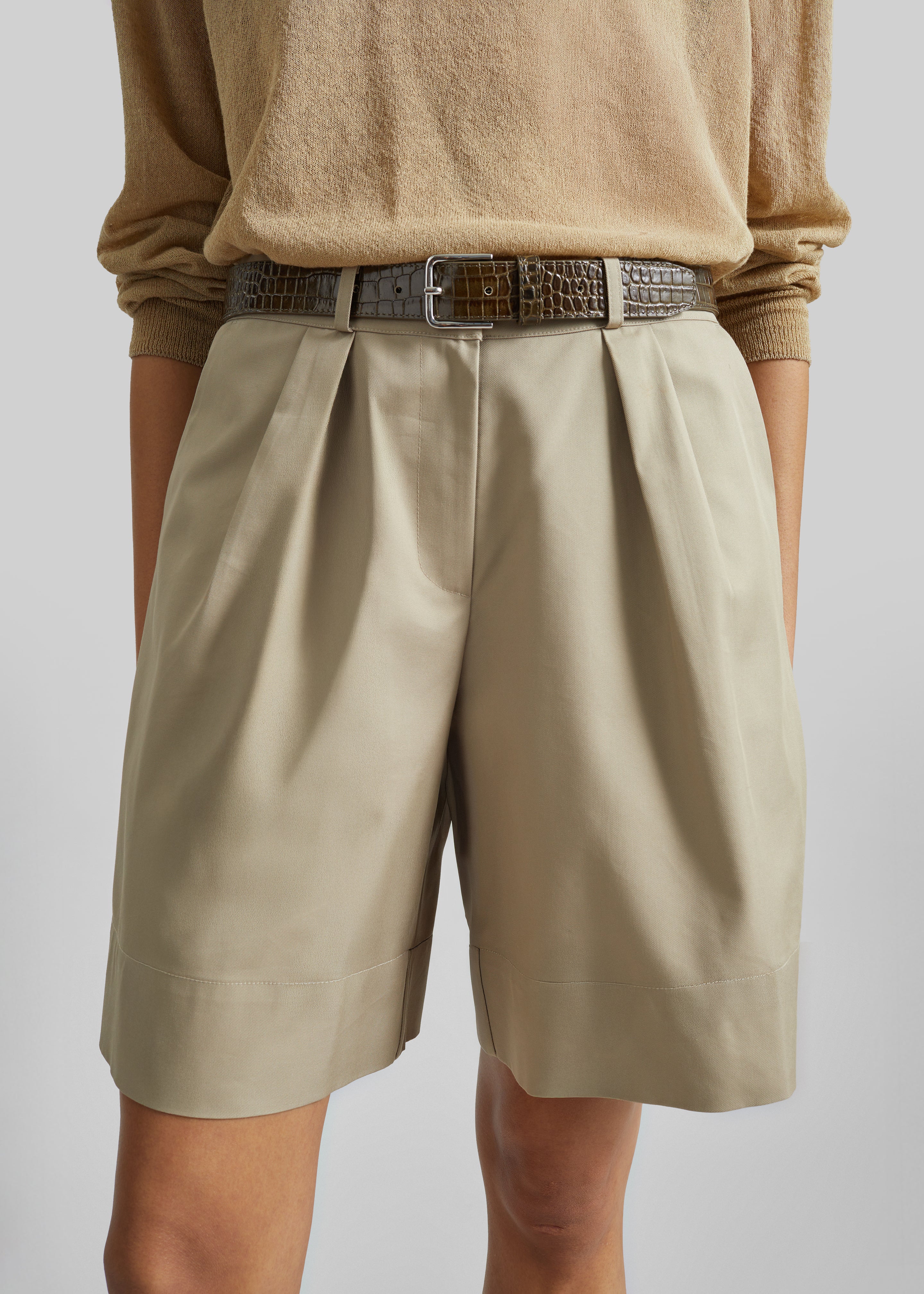 Veyra Adjustable Cuff Shorts - Beige - 8