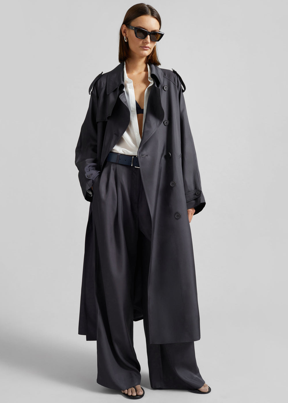 Veyron Silk Trench - Storm Grey