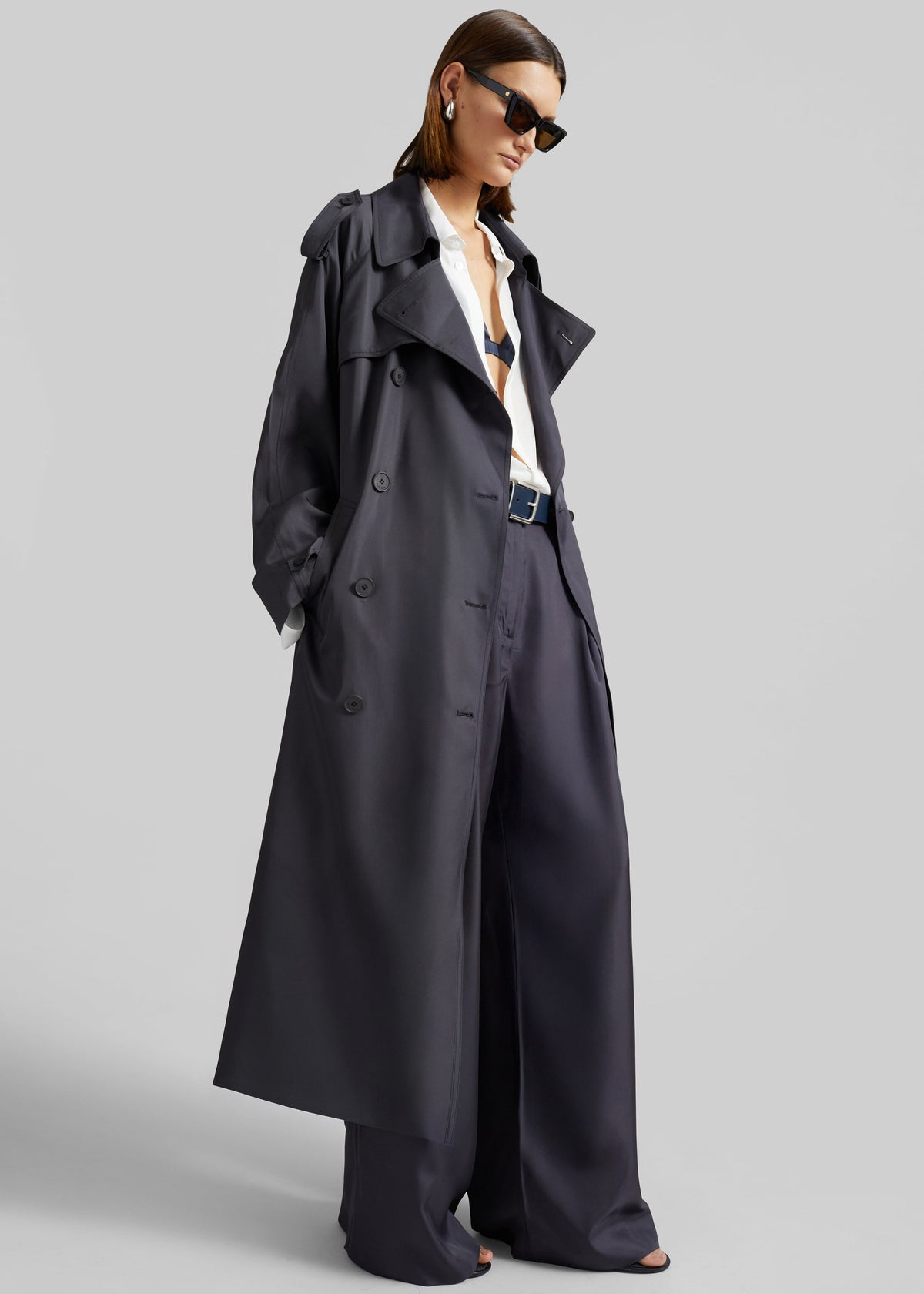 Veyron Silk Trench - Storm Grey - 4