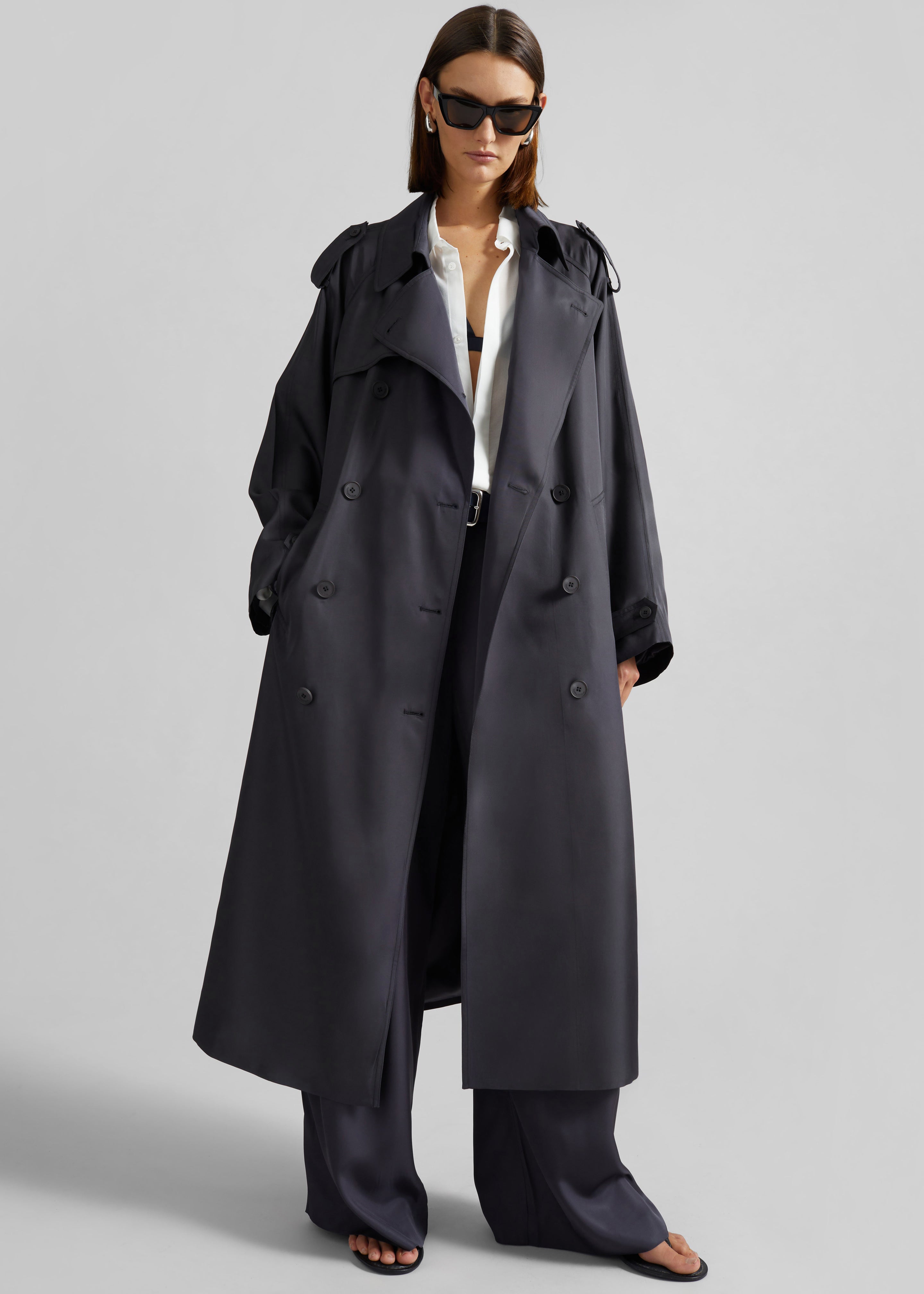 Veyron Silk Trench - Storm Grey - 5