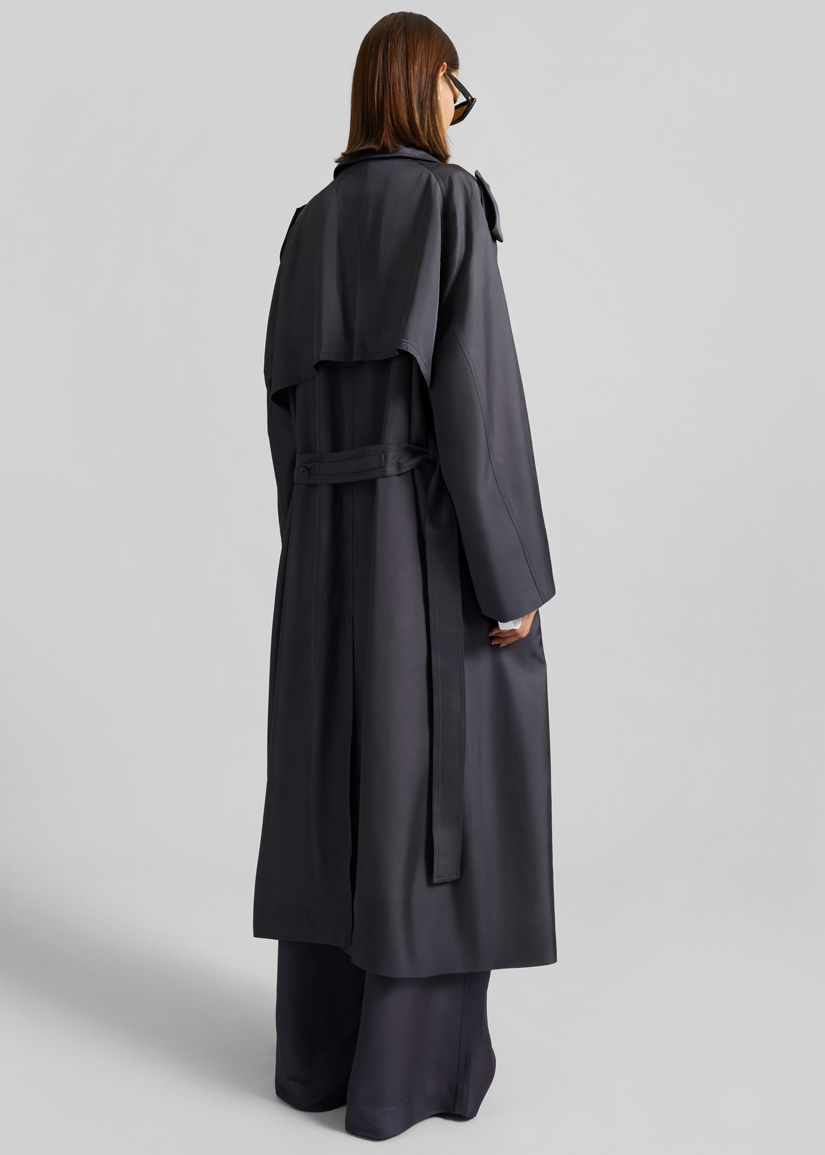 Veyron Silk Trench - Storm Grey – The Frankie Shop