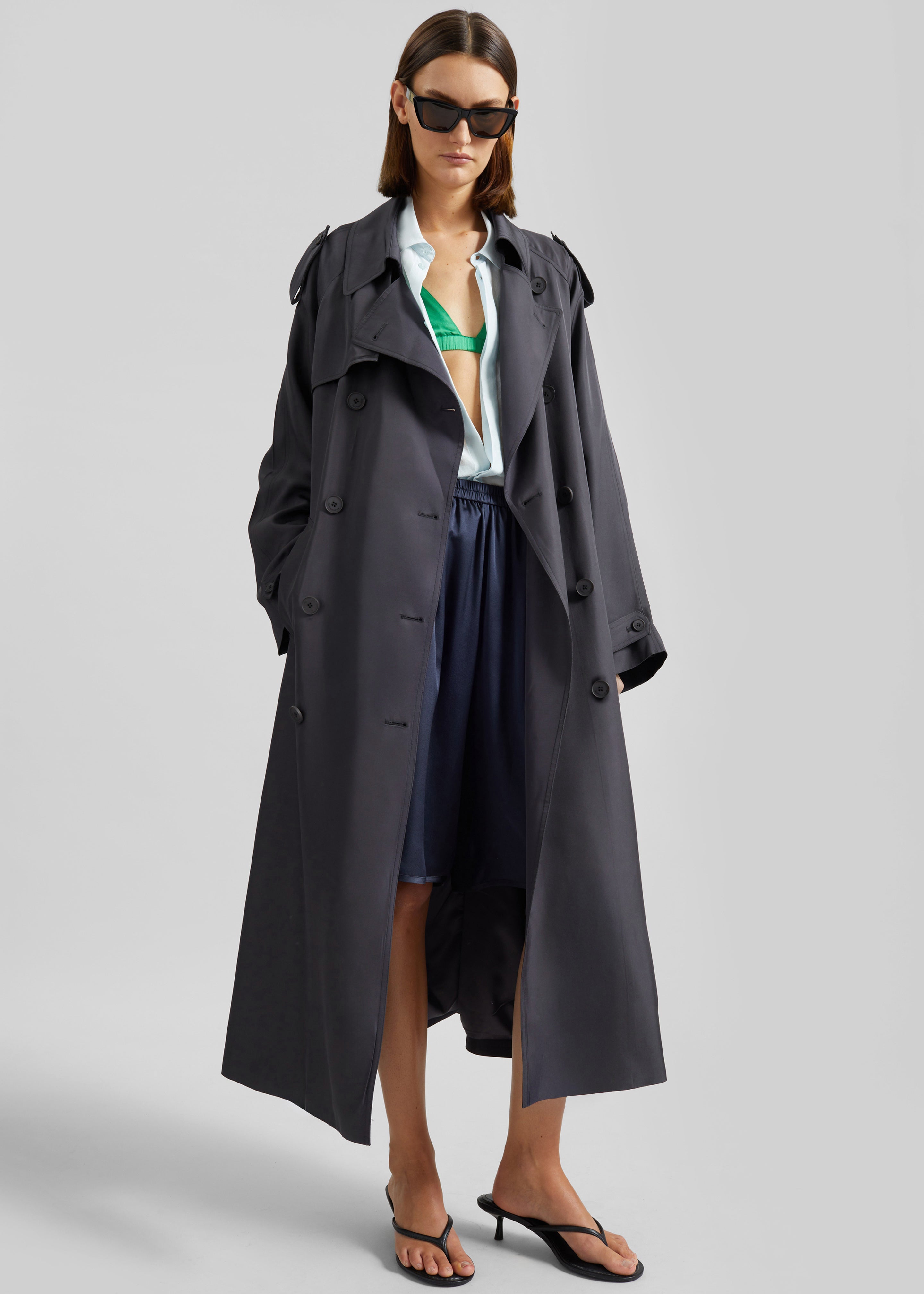 Veyron Silk Trench - Storm Grey - 2