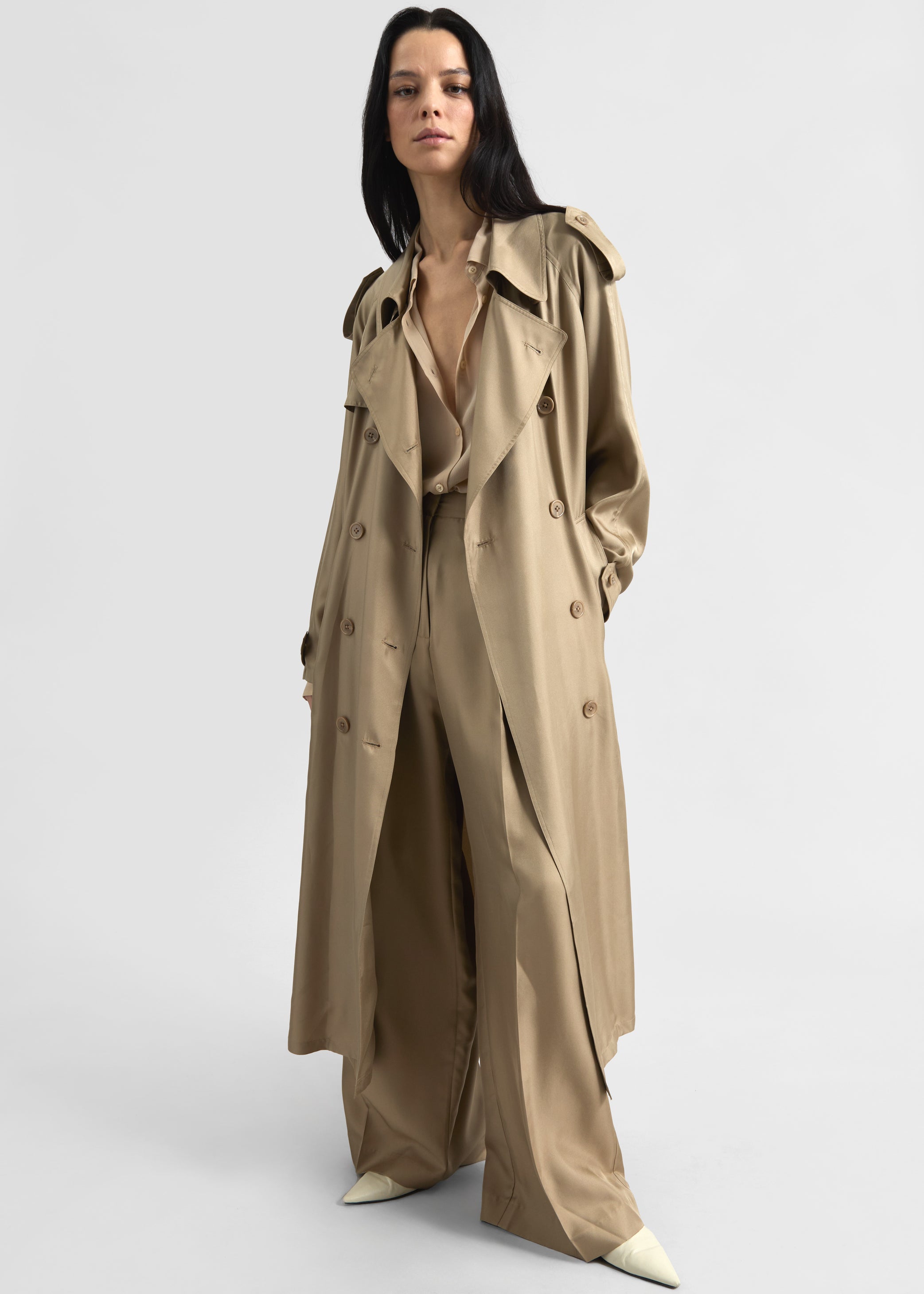 Shop the look image for Veyron Silk Trench - Beige