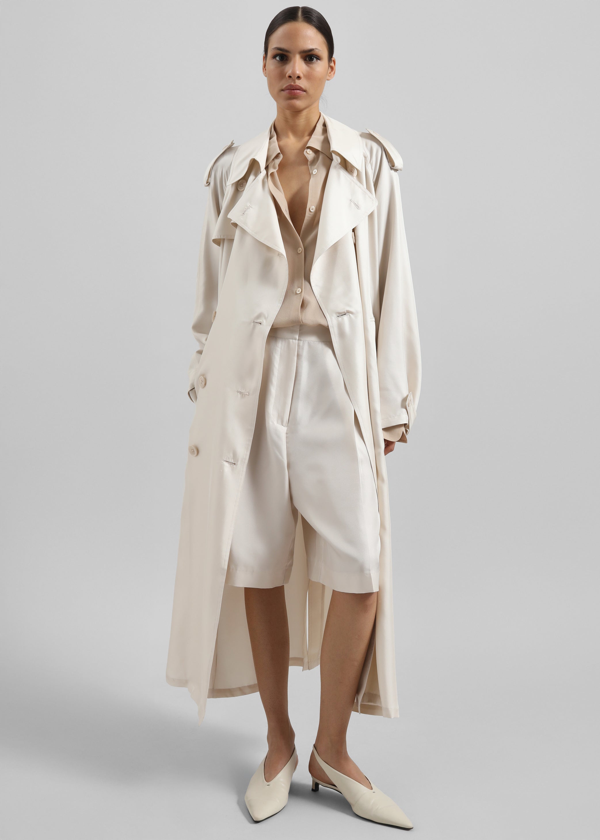 Shop the look image for Veyron Silk Trench - Ivory