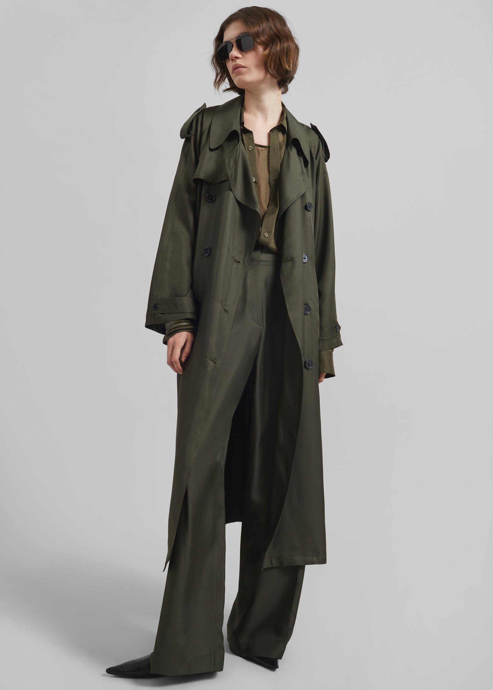 Shop the look image for Veyron Silk Trench - Khaki