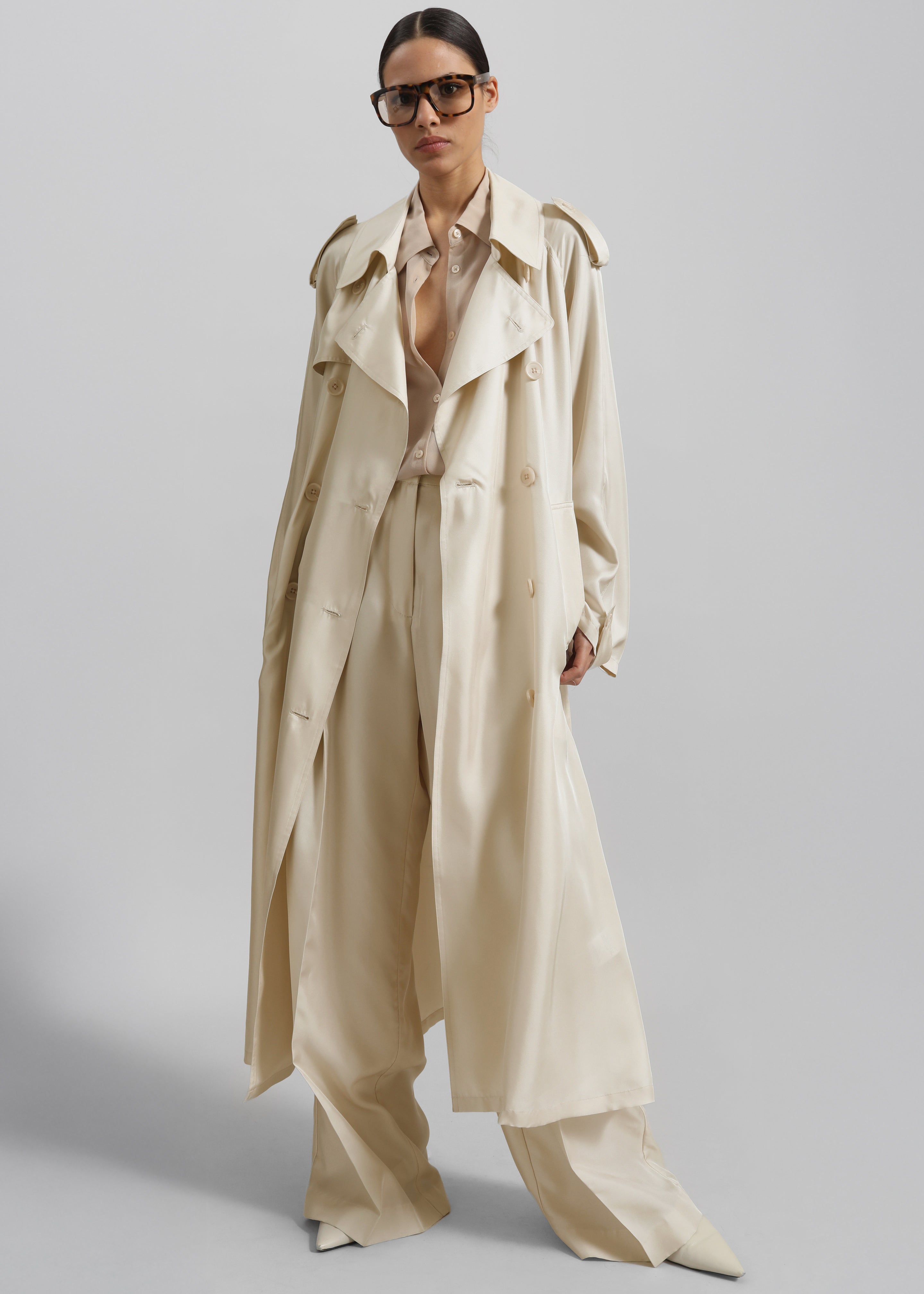 Veyron Silk Trench - Ivory – The Frankie Shop