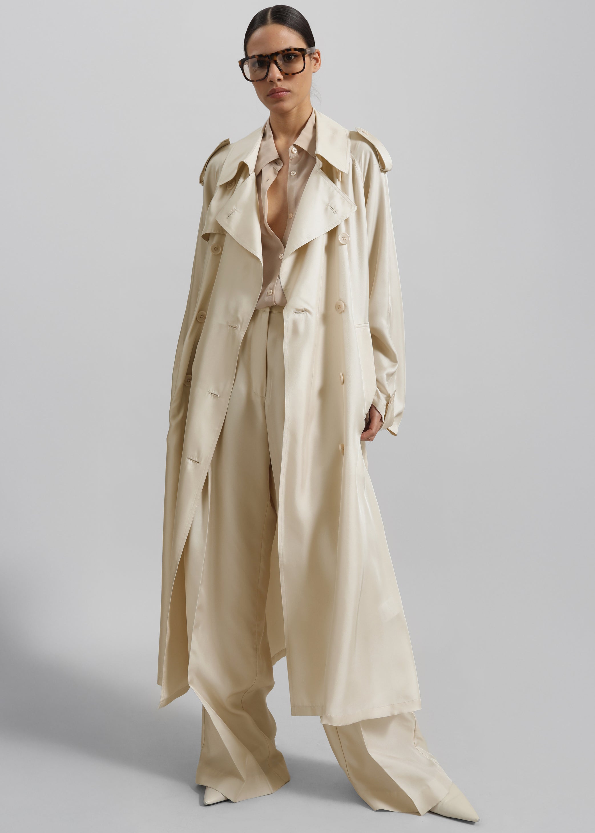 Shop the look image for Veyron Silk Trench - Light Beige