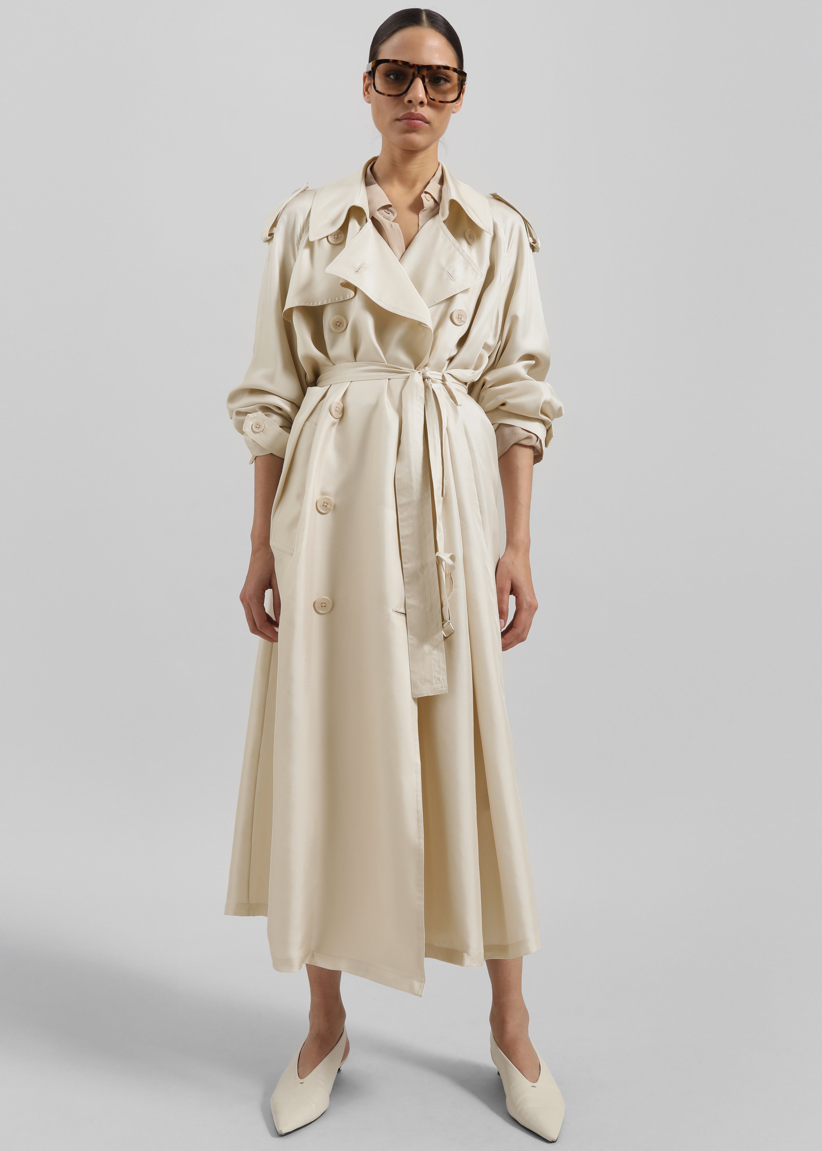 Veyron Silk Trench - Light Beige – The Frankie Shop