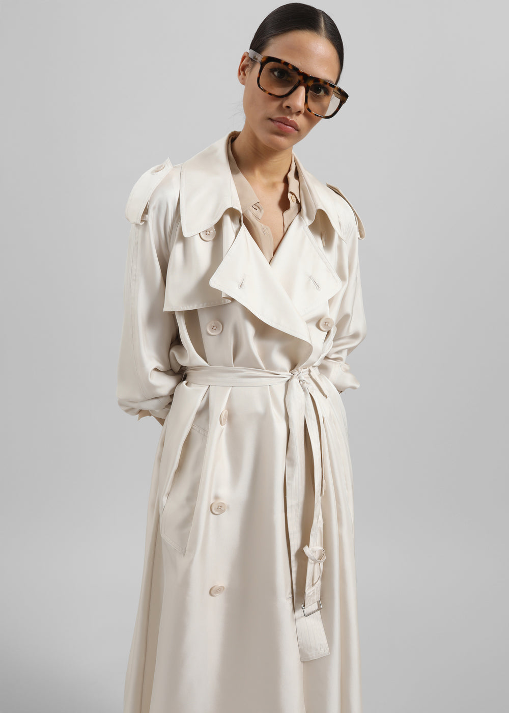 Veyron  Silk Trench - Light Beige - 1
