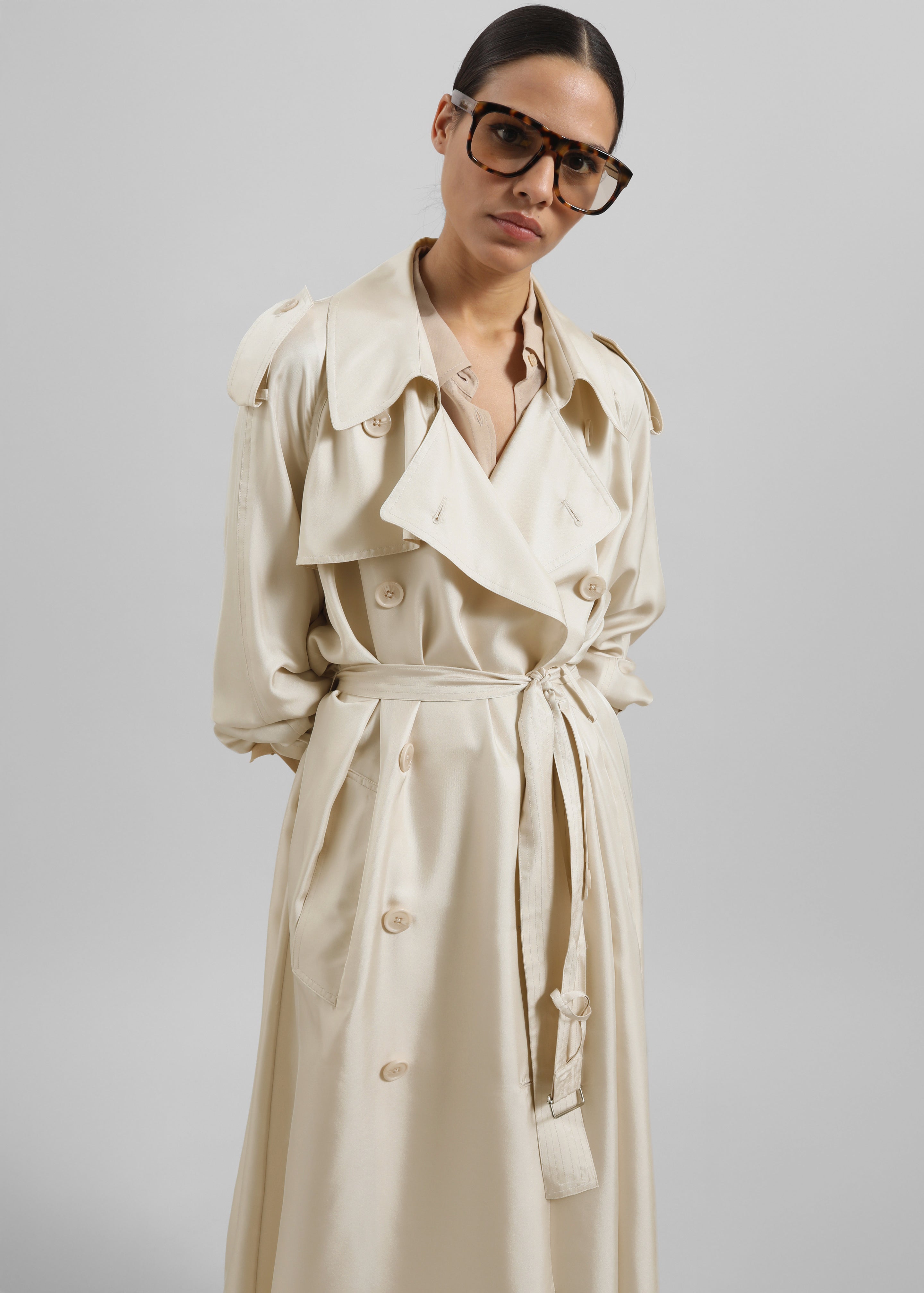 Veyron Silk Trench - Light Beige – The Frankie Shop