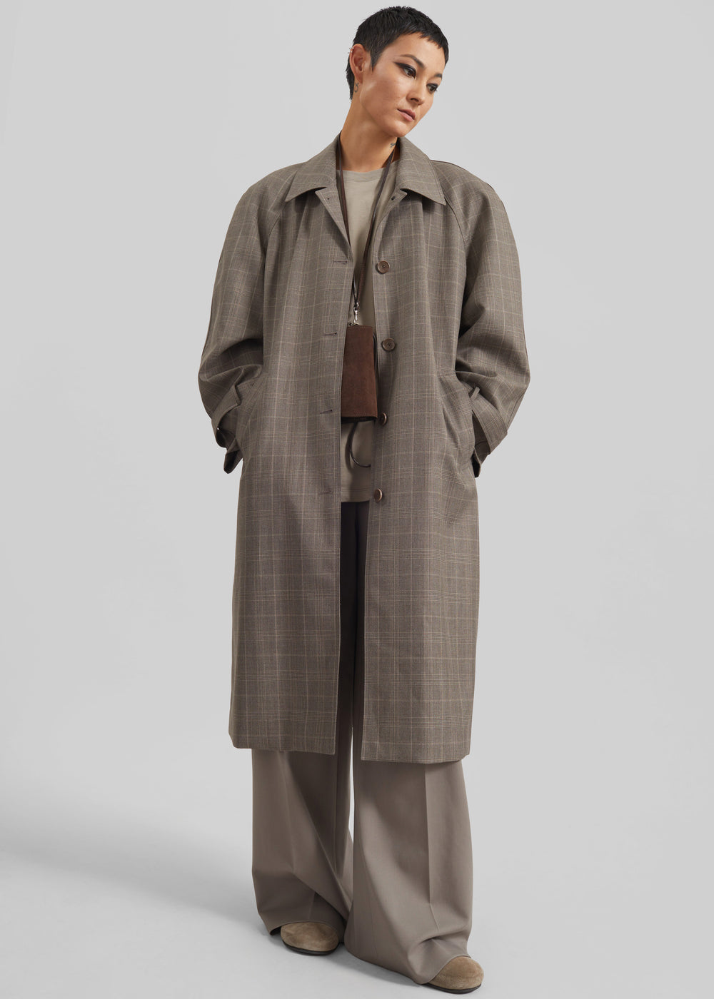 Viana Trench Coat - Brown Glen Plaid