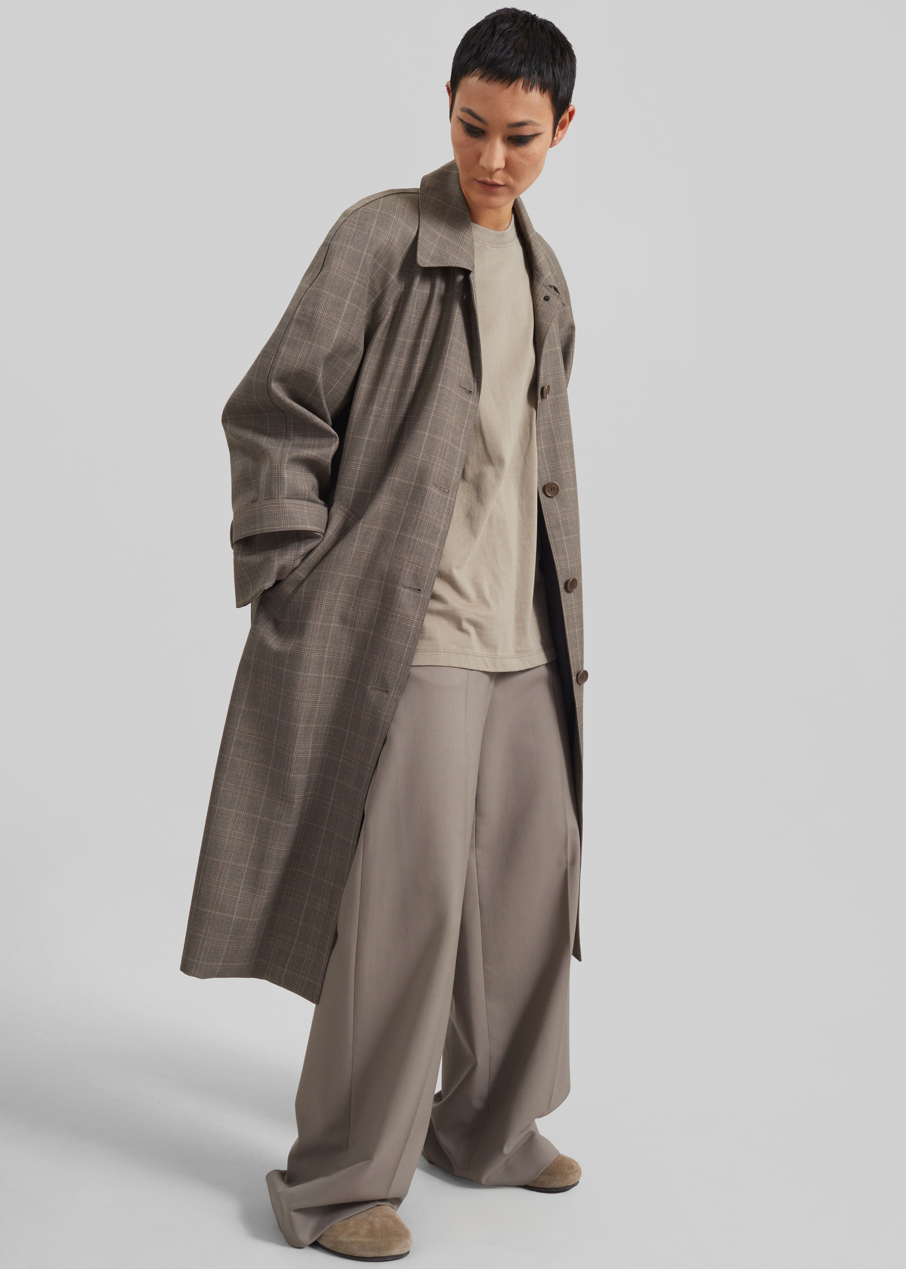 Viana Trench Coat - Brown Glen Plaid – The Frankie Shop
