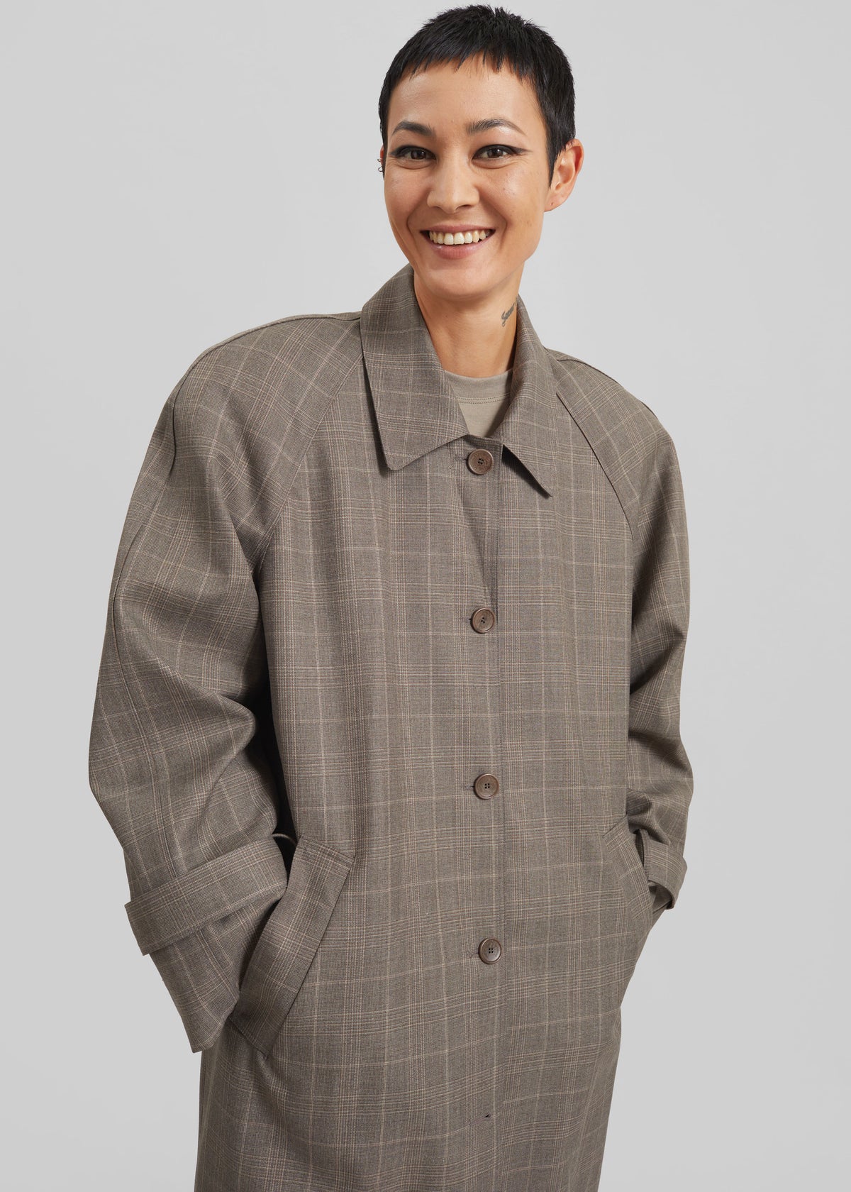 Viana Trench Coat - Brown Glen Plaid - 5