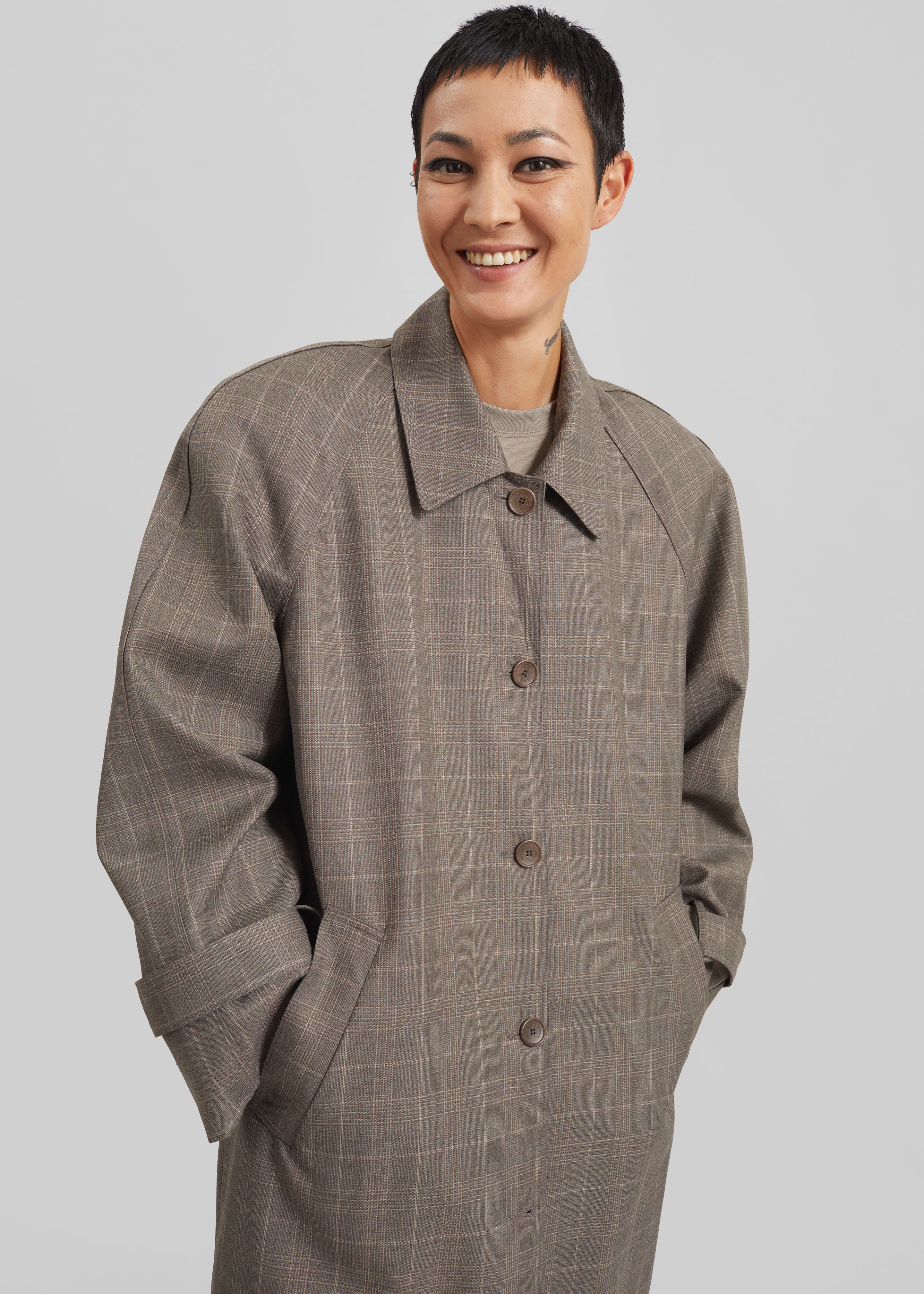 Viana Trench Coat - Brown Glen Plaid - 5