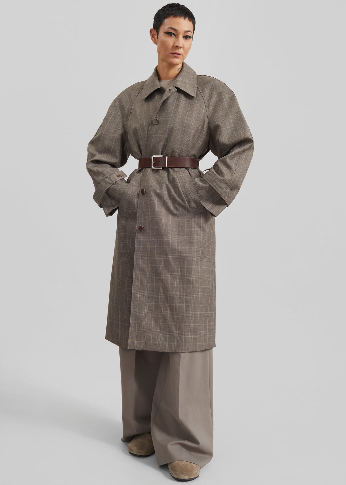 Viana Trench Coat - Brown Glen Plaid - 6