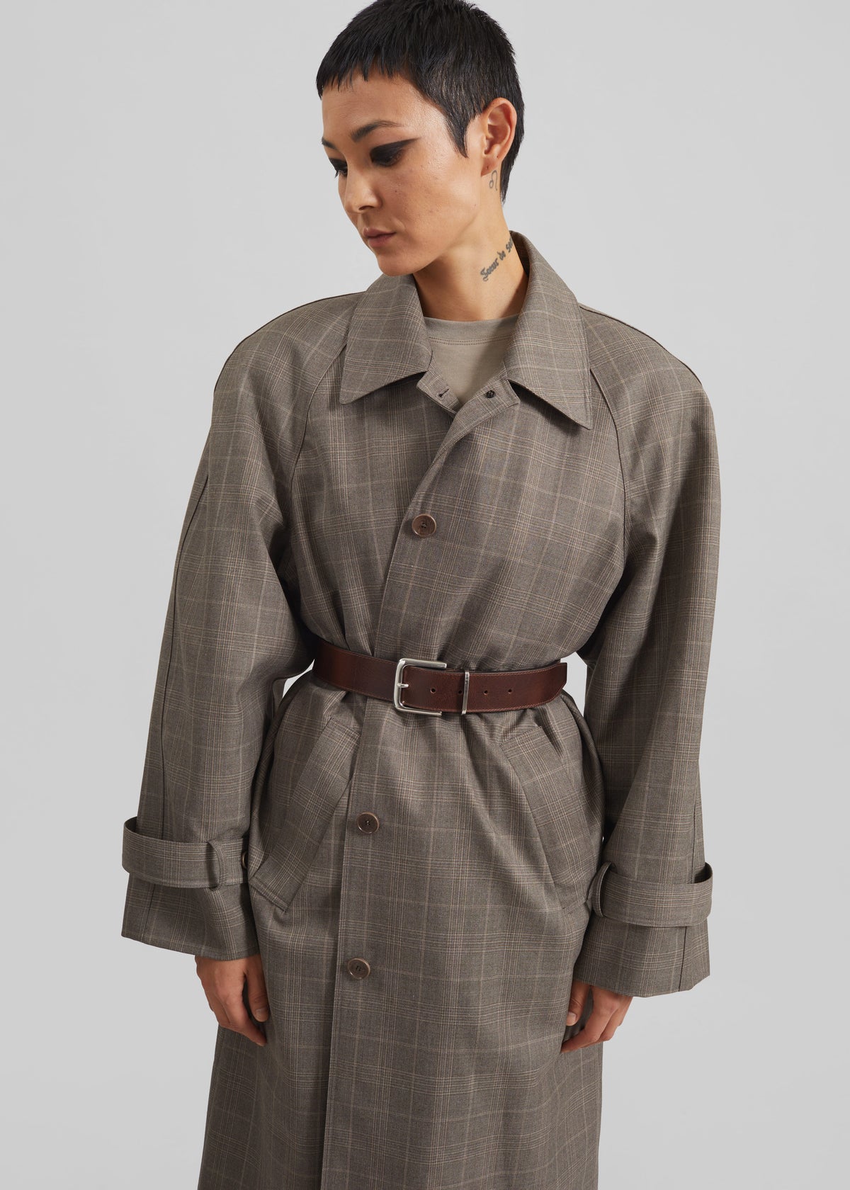 Viana Trench Coat - Brown Glen Plaid - 3
