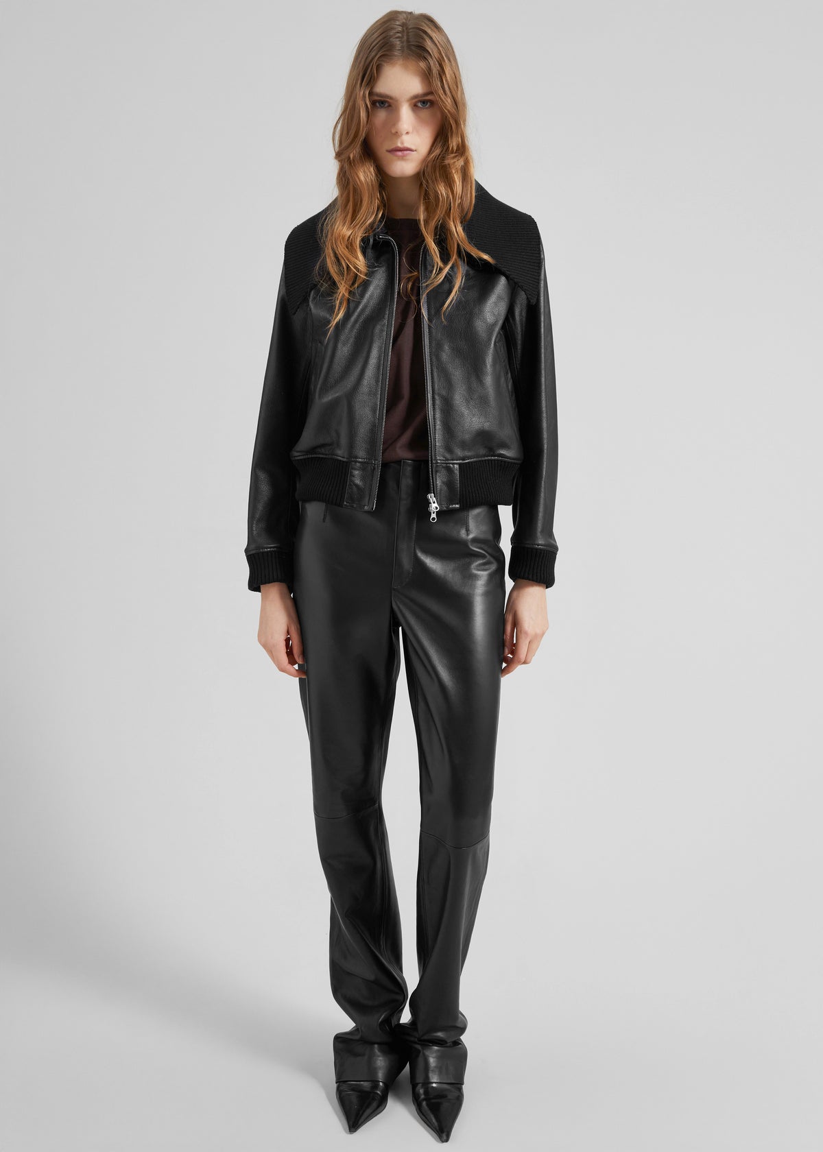 Vidsel Leather Bomber Jacket - Black - 6