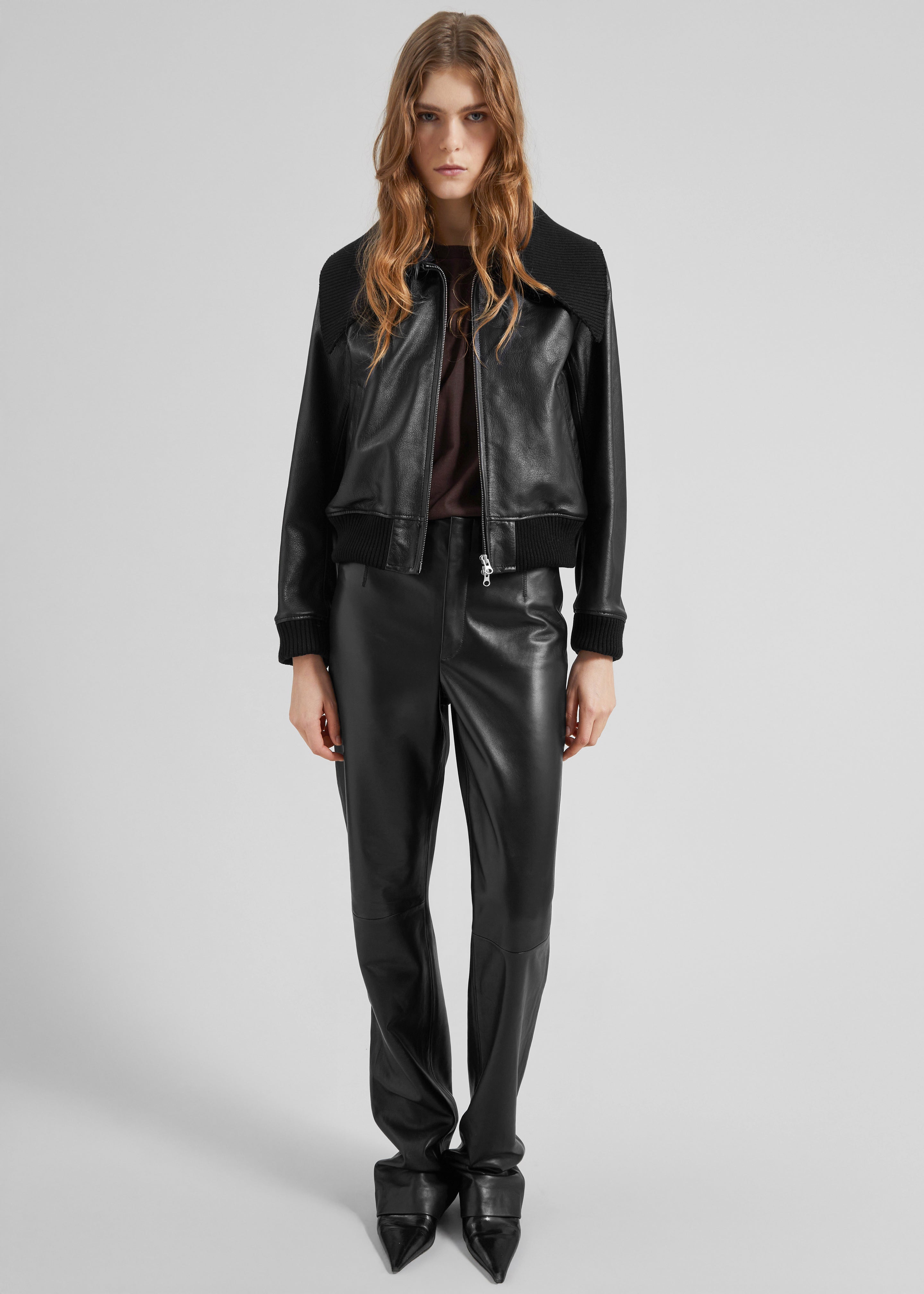 Vidsel Leather Bomber Jacket - Black - 6