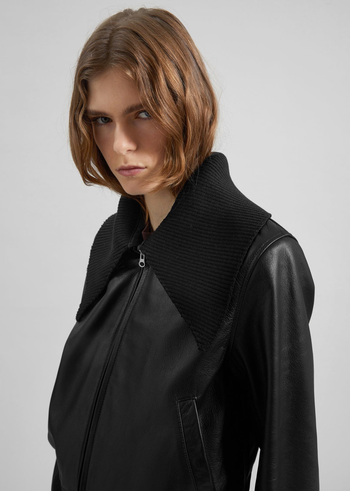 Vidsel Leather Bomber Jacket - Black - 4