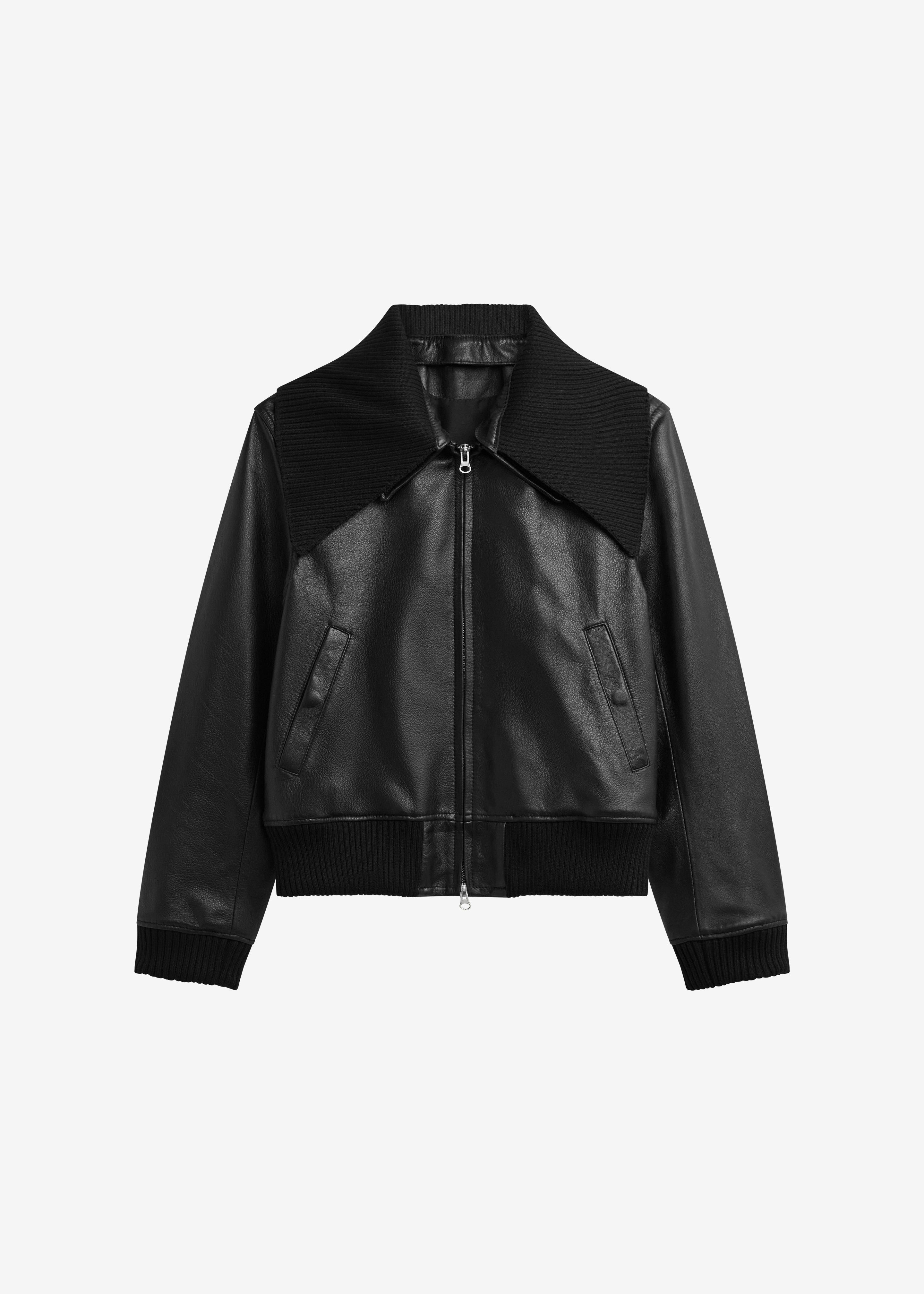 Vidsel Leather Bomber Jacket - Black - 9