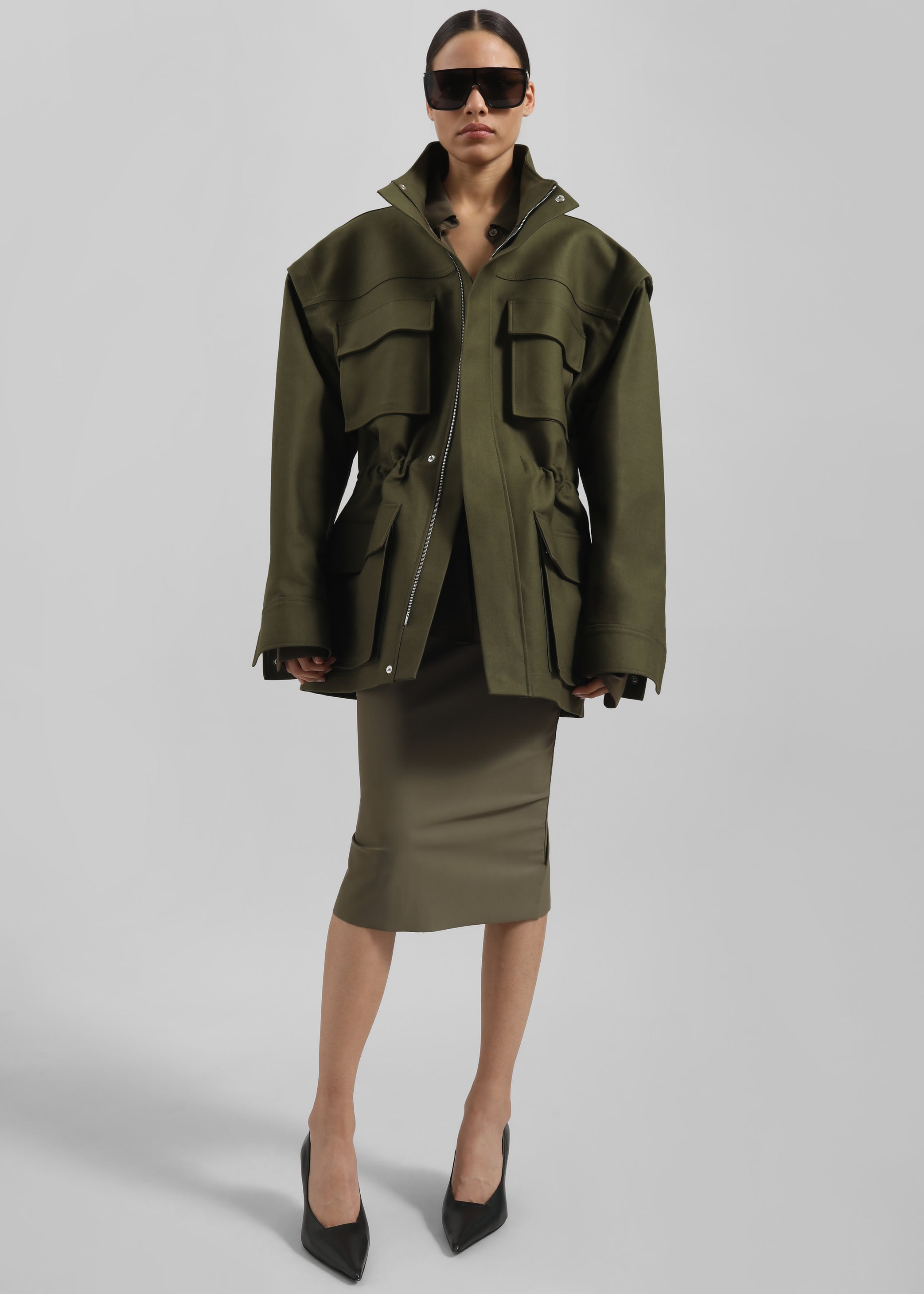 Shop the look image for Viera Midi Skirt - Khaki